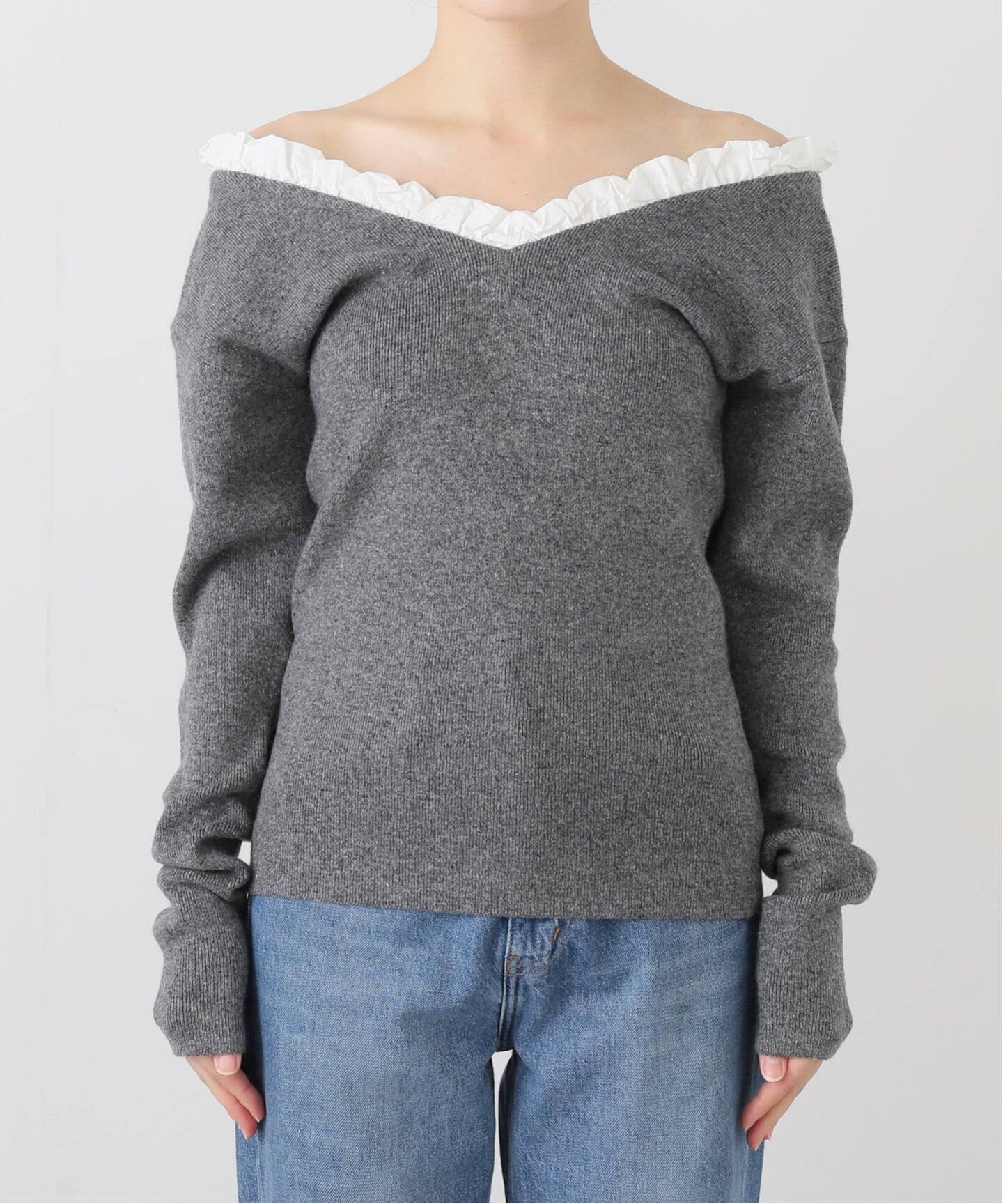 CLANE/クラネ 2WAY FRILL V NECK KNIT TOPS 19106-2282（ニット
