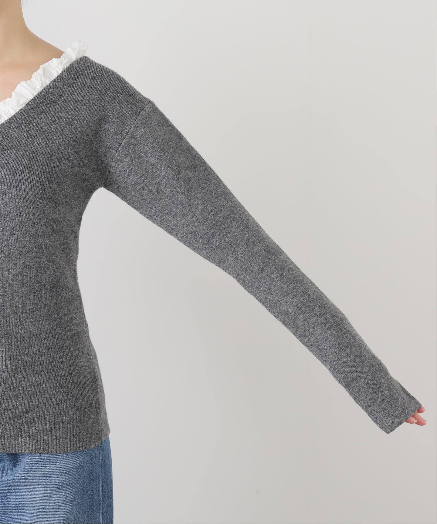 CLANE/クラネ 2WAY FRILL V NECK KNIT TOPS 19106-2282（ニット