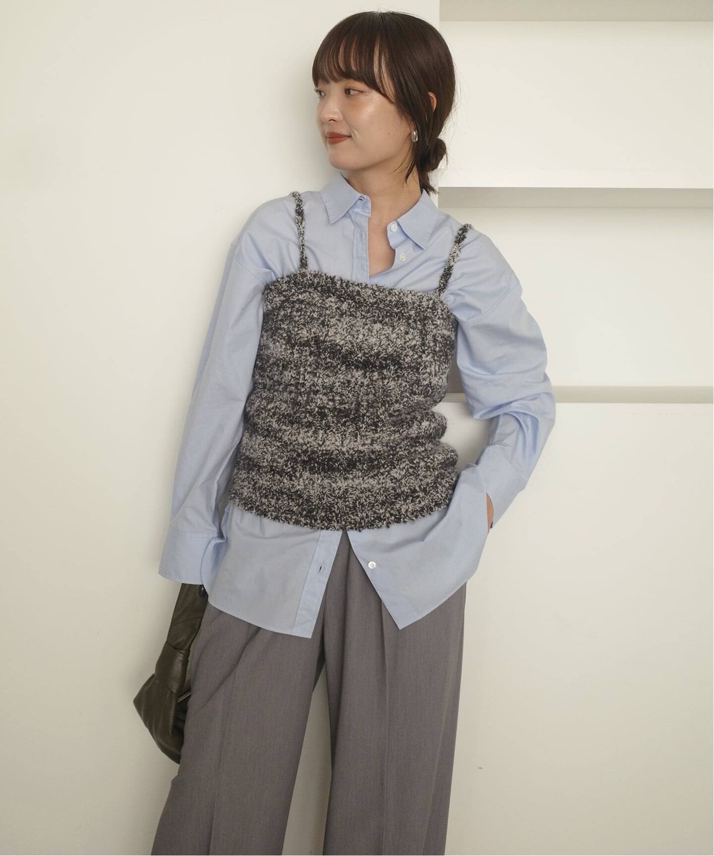 SLOBE IENAクリンクルクリンクルクリンクル　モヘア mix knit crinkle crinkle crinkle mohair mix knit bustier CC-4028（ニット