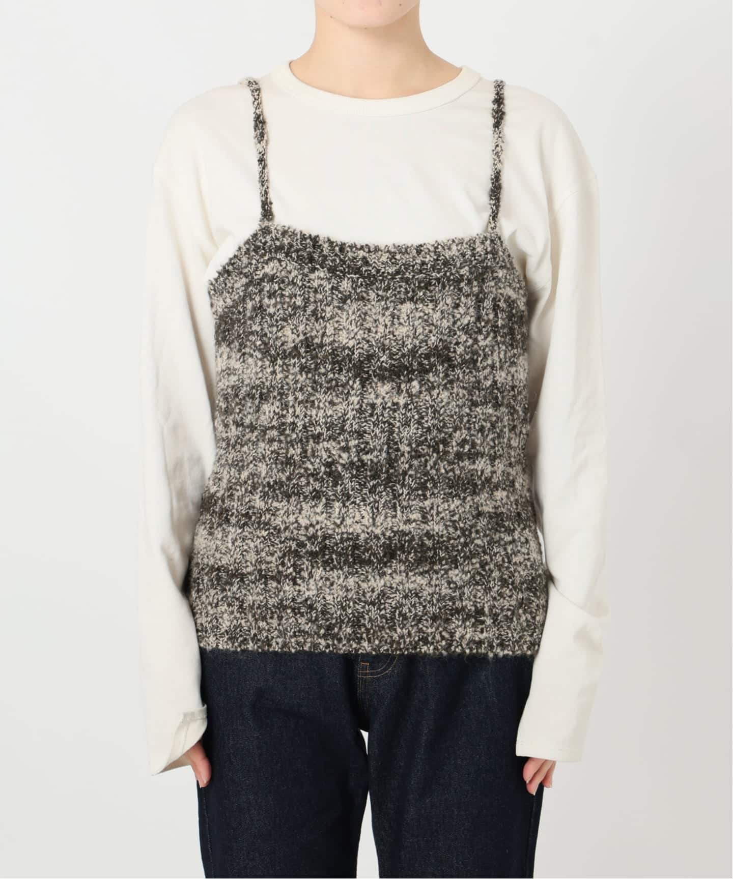 SLOBE IENAクリンクルクリンクルクリンクル　モヘア mix knit crinkle crinkle crinkle mohair mix knit bustier CC-4028（ニット