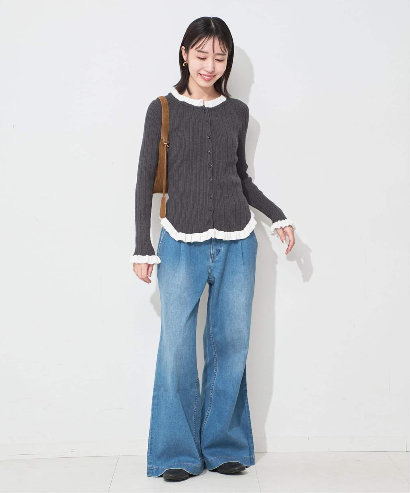 追加》tyn.TGOR/トゴール フリルカーディガン J0102（カーディガン