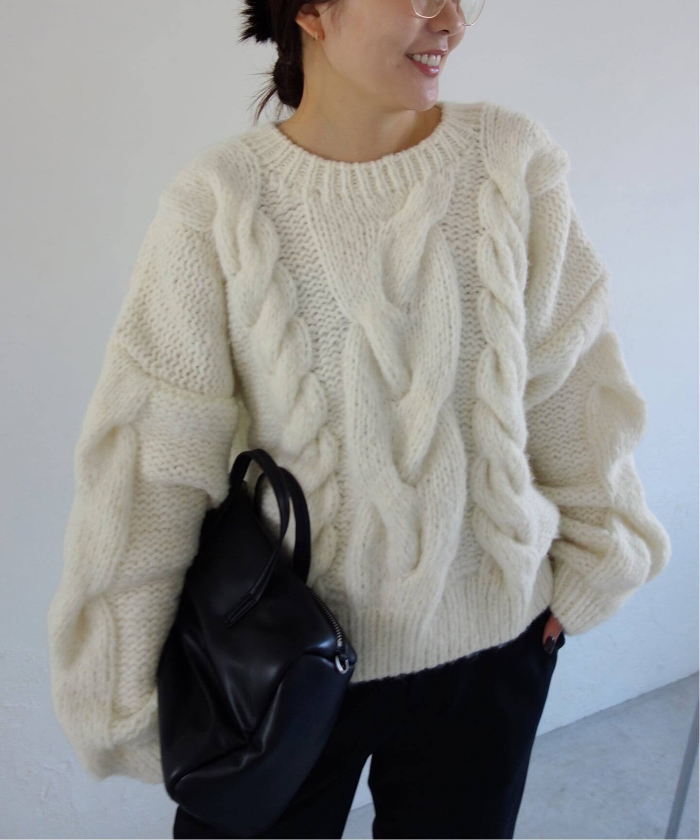 +81BRANCA/SLOBE別注 ケーブルハンドニット 81BRANCA/ハチイチブランカ SLOBE別注 ケーブルハンドニット（ニット