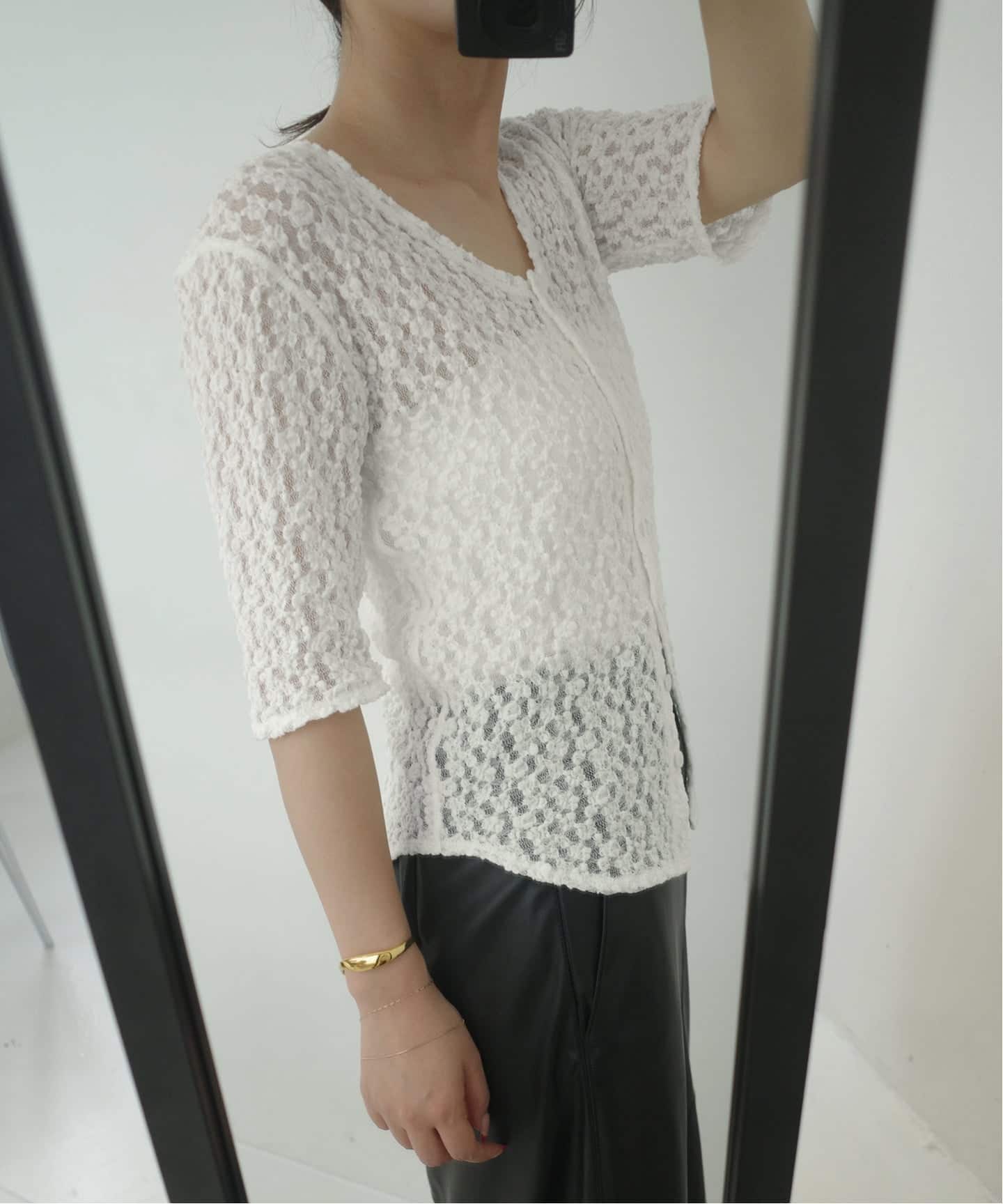 tyn.tgor トゴール キルティング フラワー ビーズ カーディガン tyn.TGOR キルティングフラワービーズカーディガン