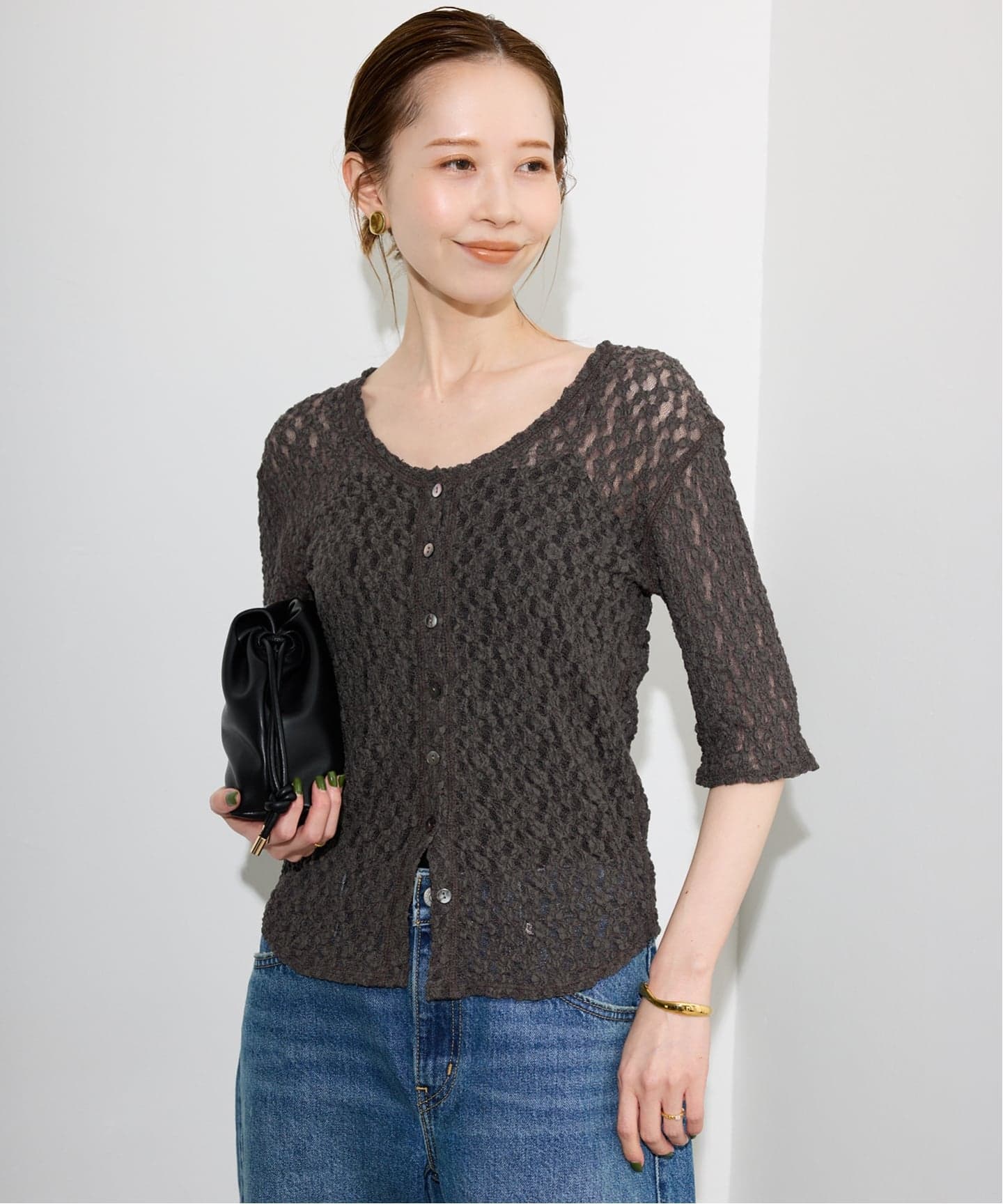 tyn.TGOR/トゴール キルティングカーディガン TGOR トゴールQuilting flower beads cardigan tyn.tgor トゴール