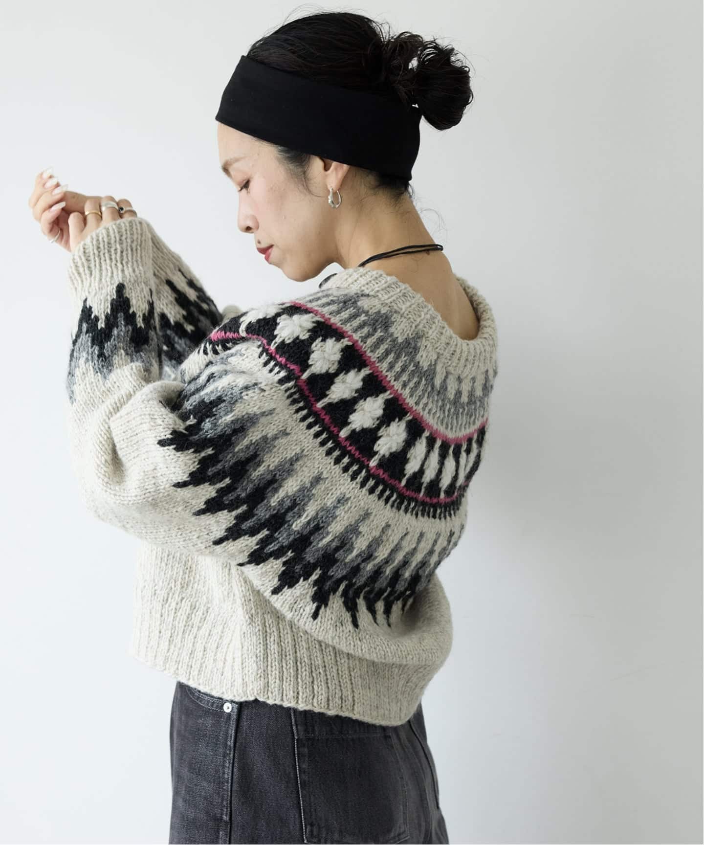 予約》IENA LA BOUCLE ノルディックハンドニットカーディガン