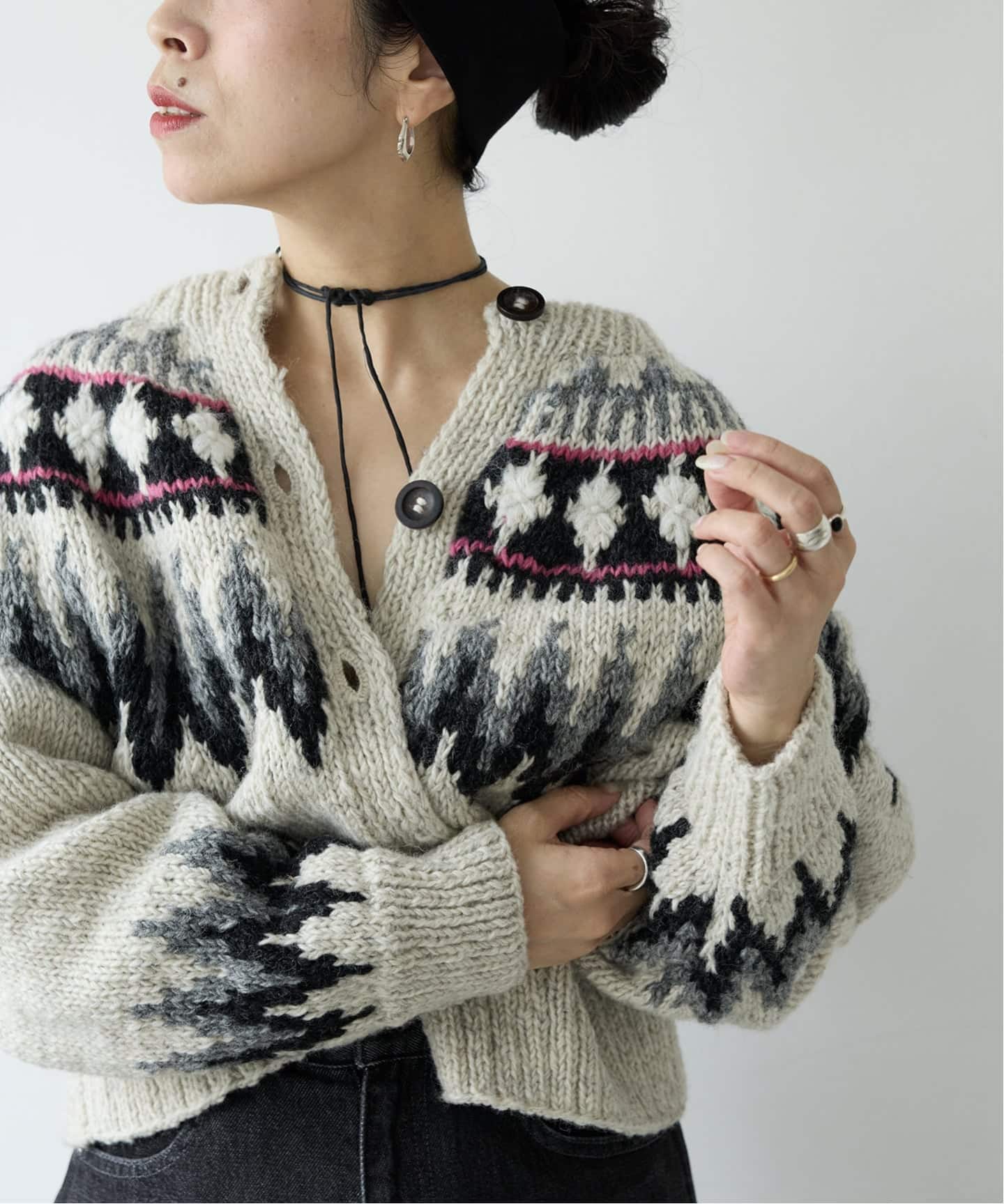 IENA LA BOUCLE ノルディックハンドニットカーディガン（カーディガン