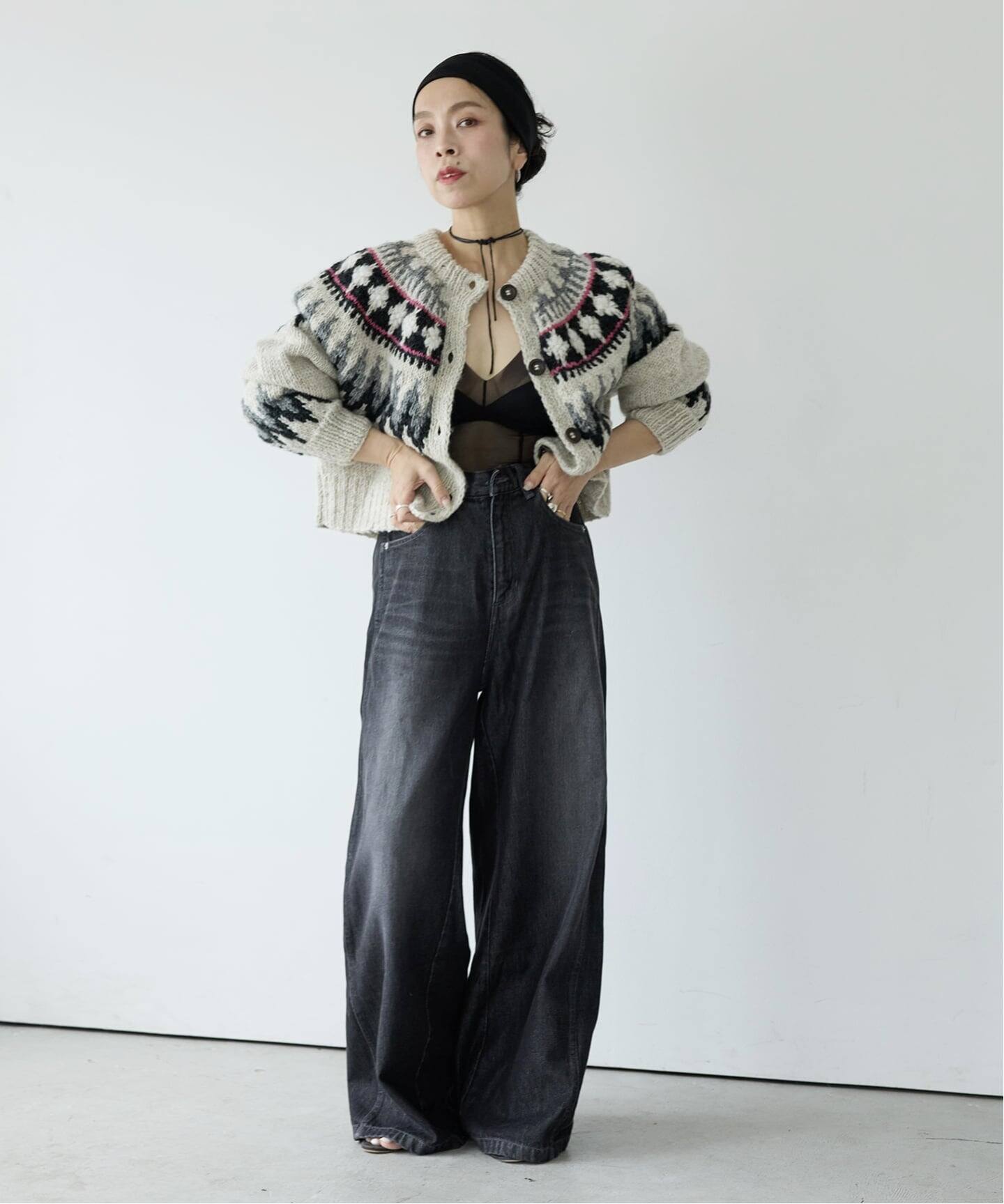 IENA la BOUCAEロングニットカーディガン美品 IENA LA BOUCLE ノルディックハンドニットカーディガン（カーディガン