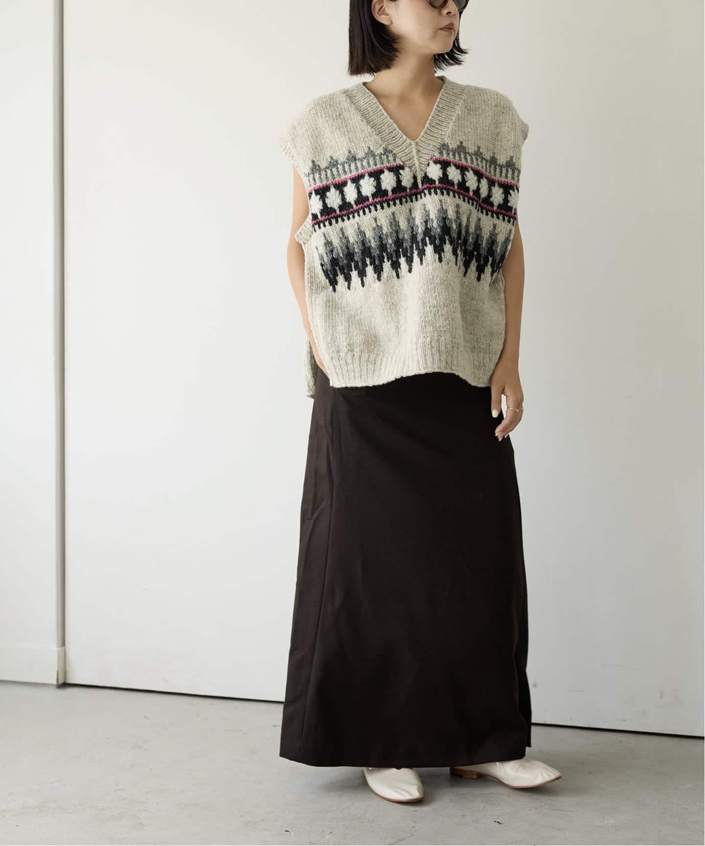 予約》IENA LA BOUCLE ノルディックハンドニットベスト（ベスト