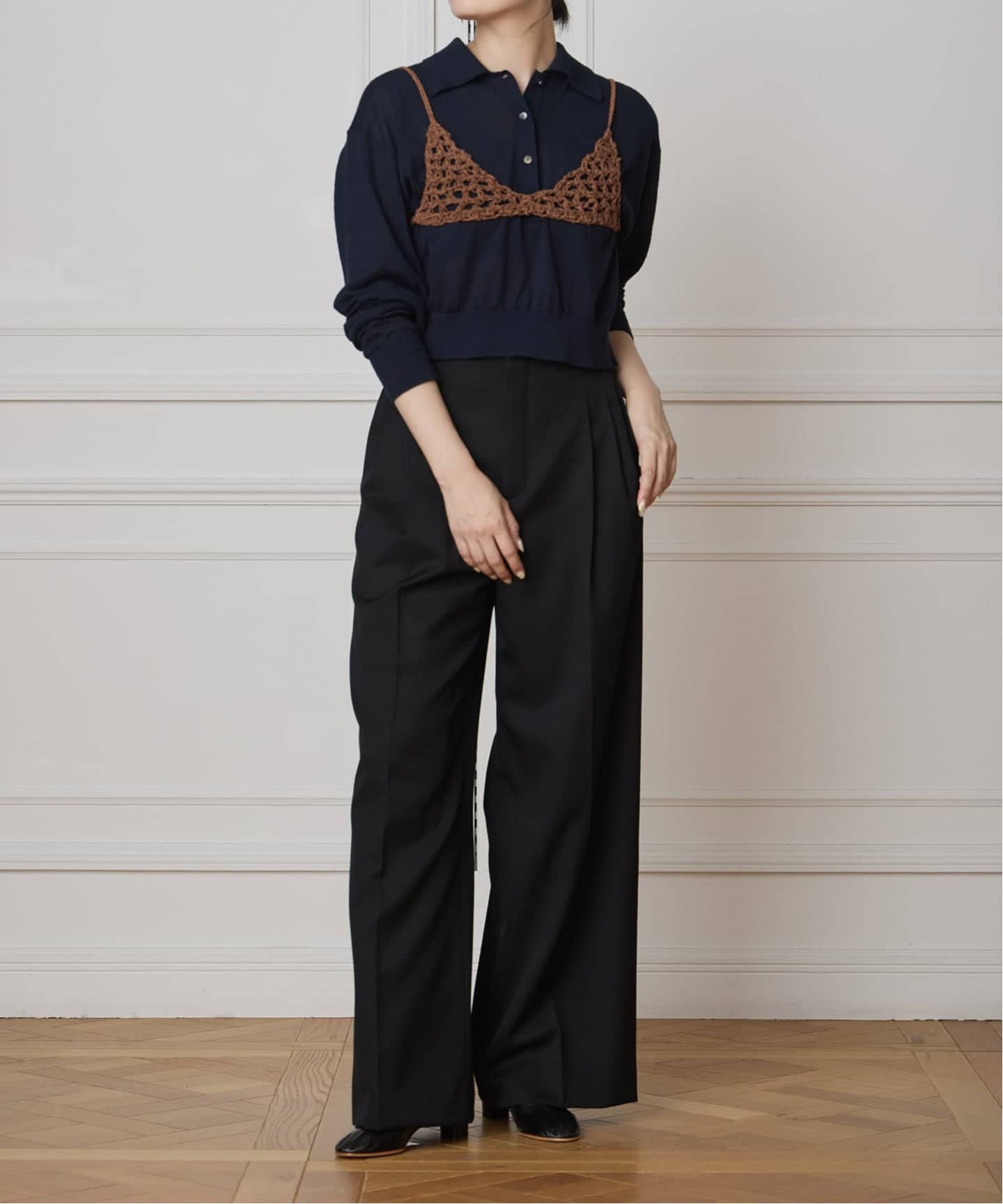 イエナ IENA iena B. ポロシャツニット イエナ IENA 《予約》B. ポロシャツニット （ネイビー