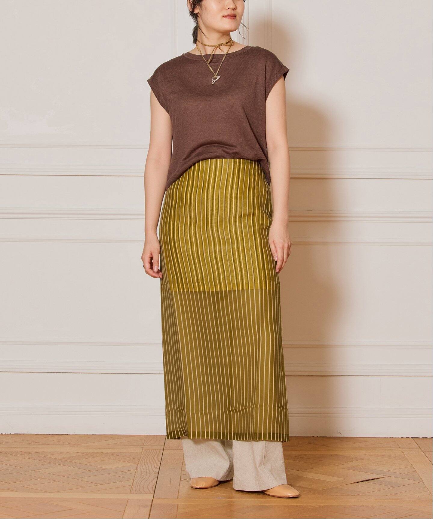 IENA LA BOUCLE Linen フレンチスリーブプルオーバー（ニット