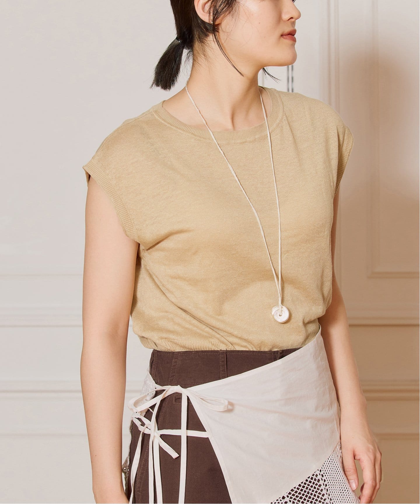 ニット セーター IENA LA BOUCLE Linen フレンチスリーブプルオーバー レディース IENA LA BOUCLE Linen フレンチスリーブプルオーバー（ニット
