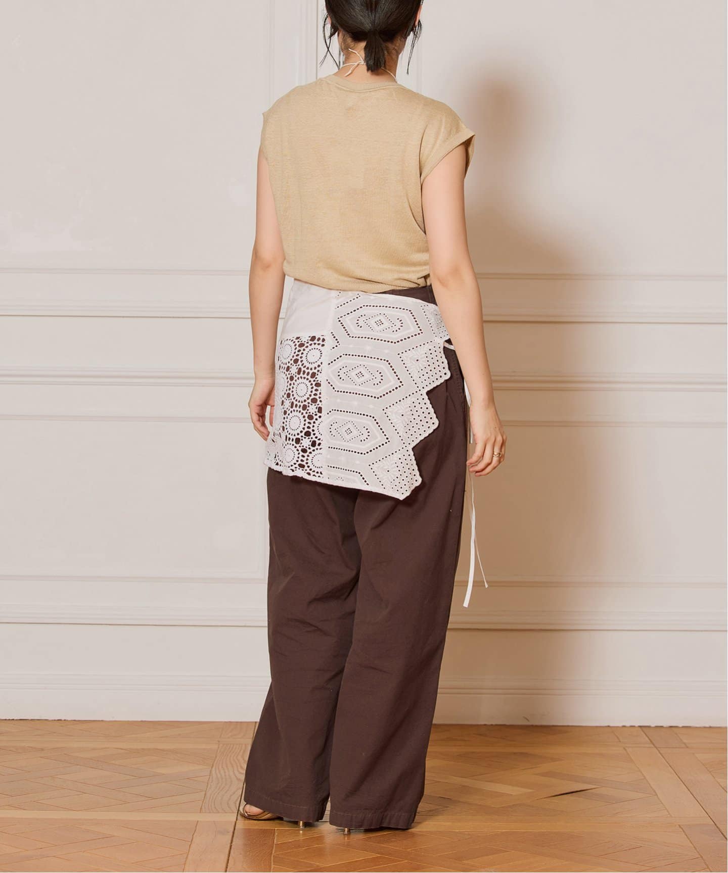 IENA LA BOUCLE Linen フレンチスリーブプルオーバー（ニット