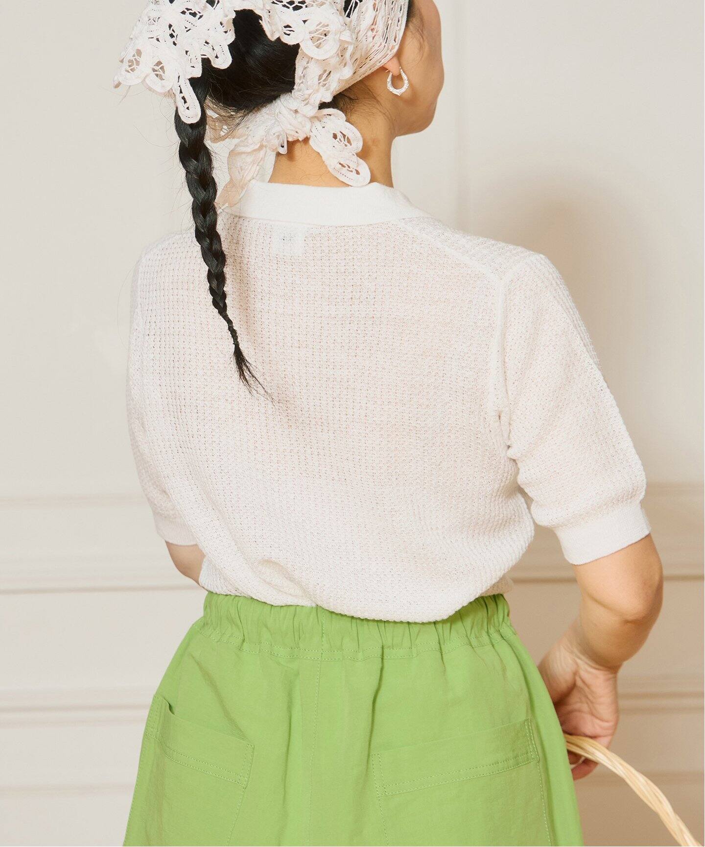 ポロシャツ ポロ IENA LA BOUCLE Linen ワッフルニットポロシャツ レディース IENA LA BOUCLE Linen ワッフルニットポロシャツ（ニット