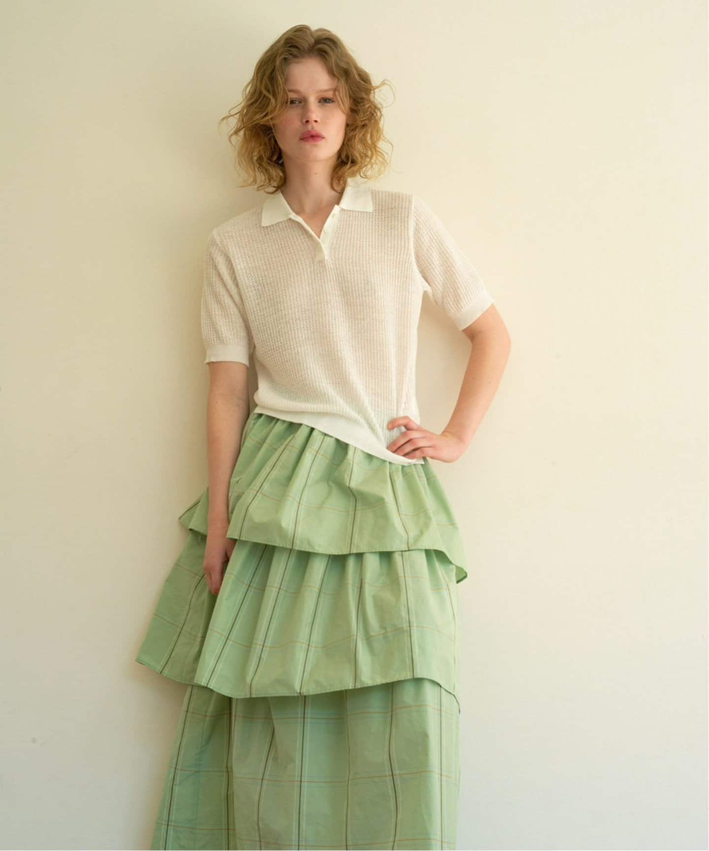 ポロシャツ ポロ IENA LA BOUCLE Linen ワッフルニットポロシャツ レディース IENA LA BOUCLE Linen ワッフルニットポロシャツ（ニット