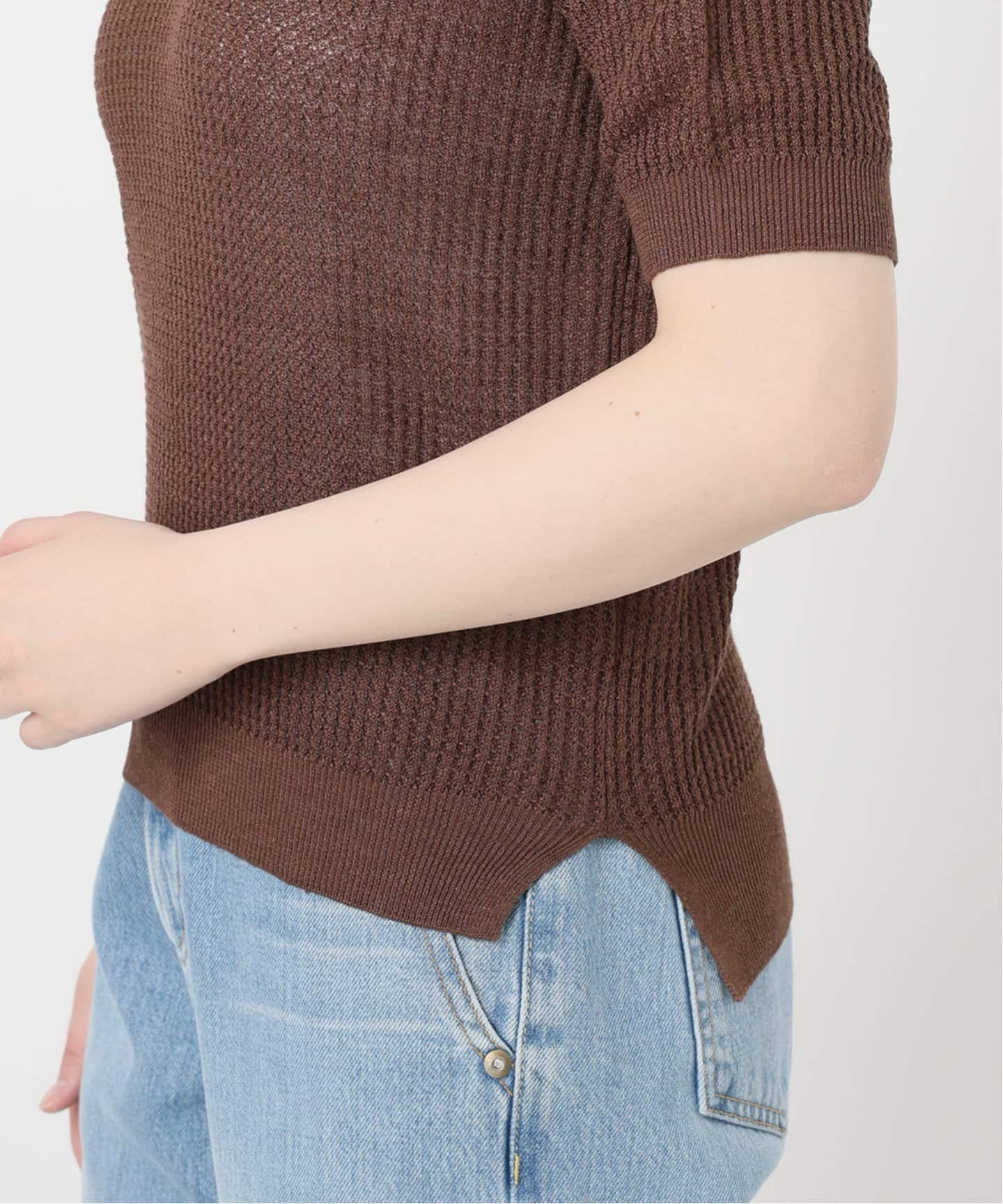 IENA LA BOUCLE Linen ワッフルニットポロシャツ（ニット／セーター