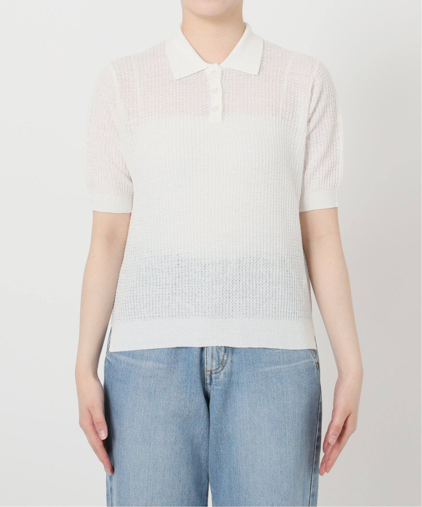 IENA LA BOUCLE Linen ワッフルニットポロシャツ（ニット