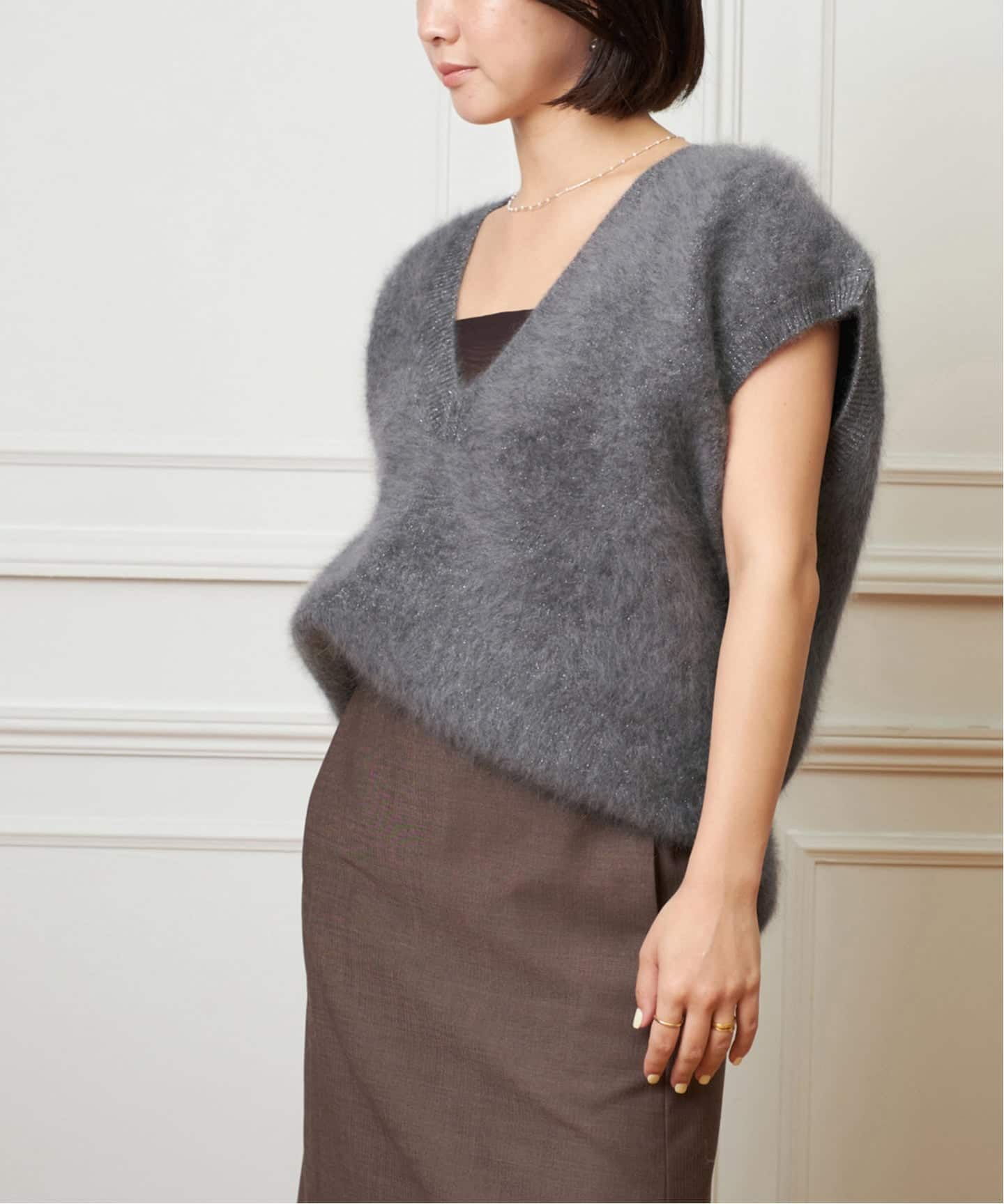 IENA イエナ 24SS クロップドニットベスト グレー IENA（イエナ）の「クロップドニットベスト（ベスト）」 - WEAR