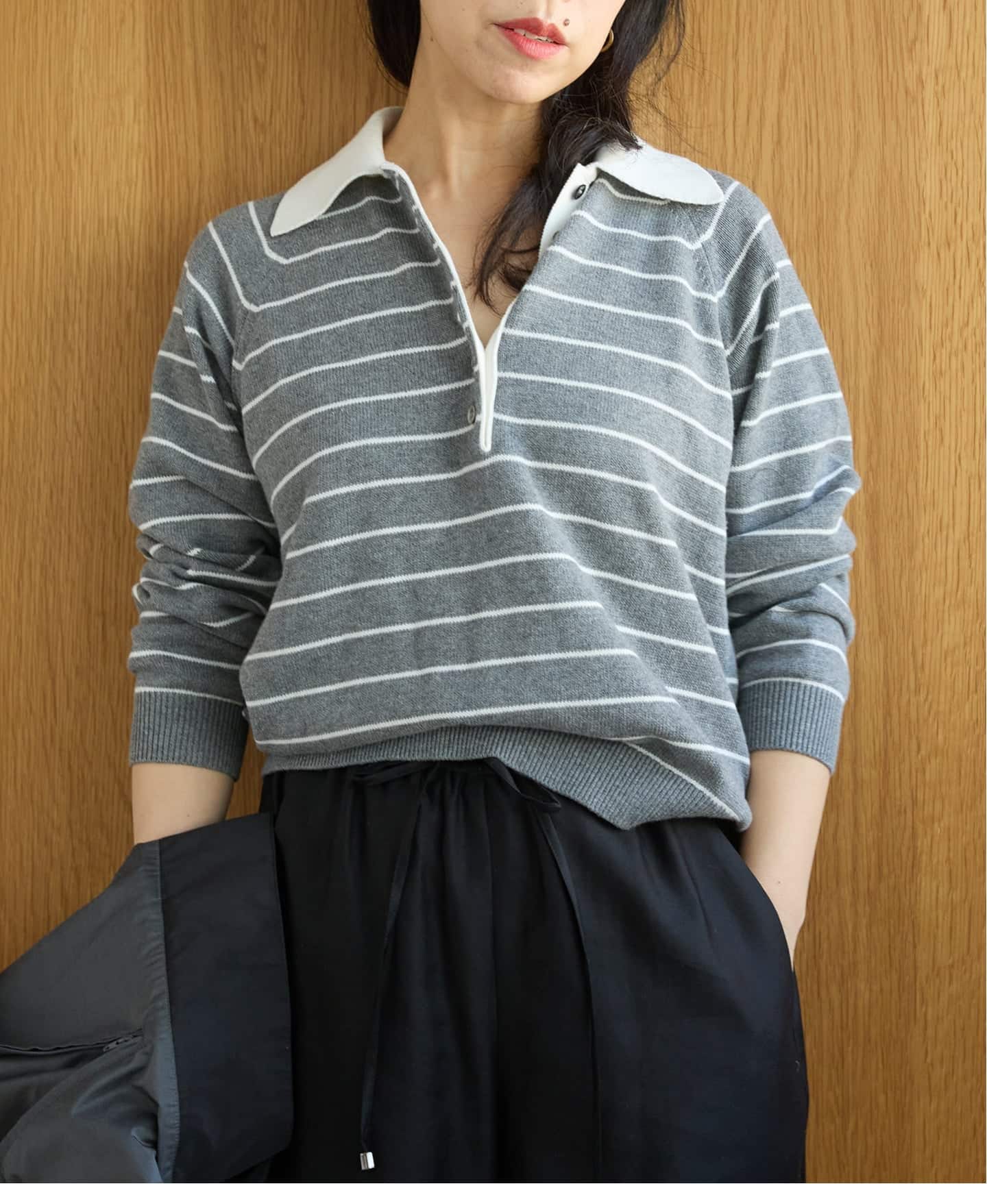 予約》IENA LA BOUCLE ボーダーラガーシャツニット（ニット／セーター