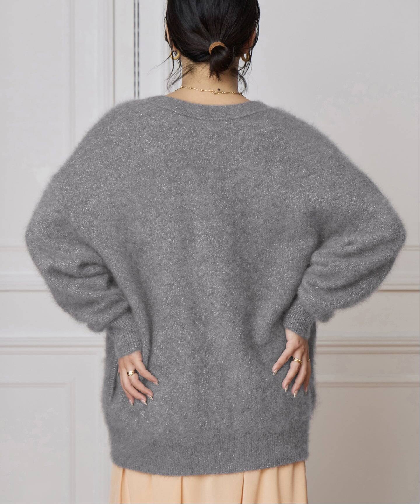 IENA LA BOUCLE ファーニットカーディガン グレー IENA LA BOUCLE ファーニットカーディガン（カーディガン）｜IENA