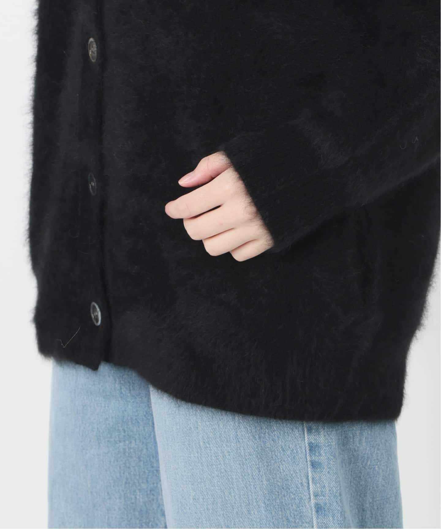 IENA LA BOUCLE ファーニットカーディガン ラクーンファー グレー 予約》IENA LA BOUCLE ファーニットVカーディガン（カーディガン