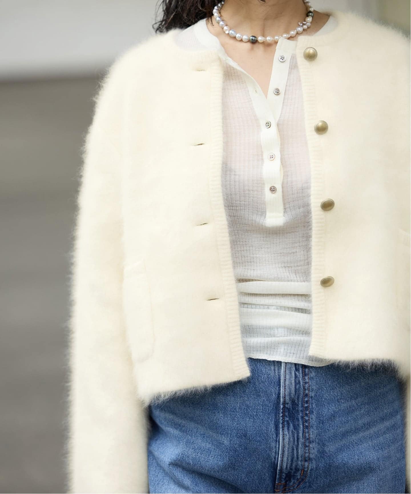 IENA LA BOUCLE ファーニットジャケット（ニット／セーター）｜IENA