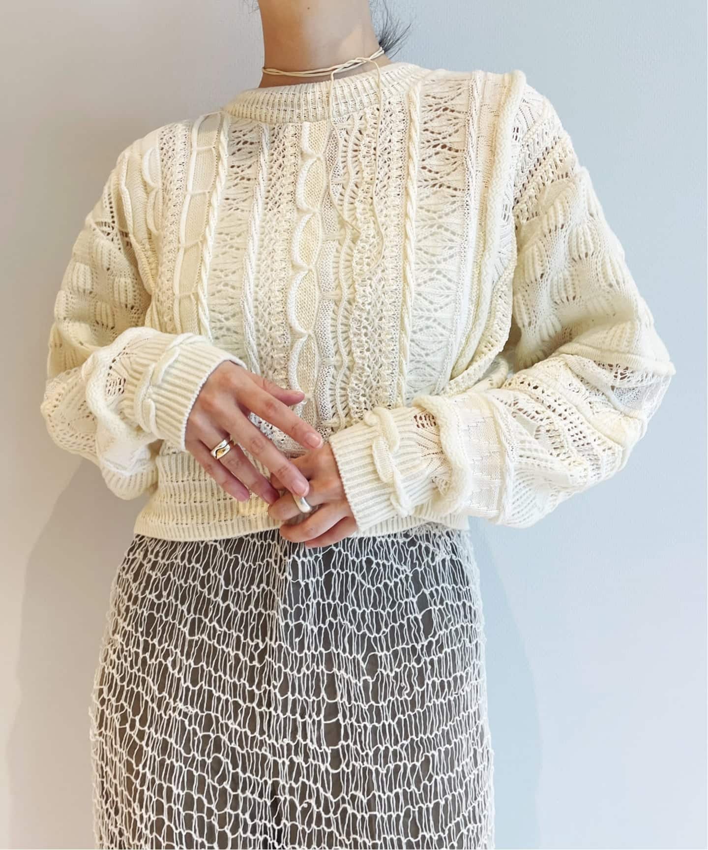 ハナ♡　Wニット ブラック ODAKHA/オダカ CRAZY ショートニット OH25AWKN11（ニット／セーター