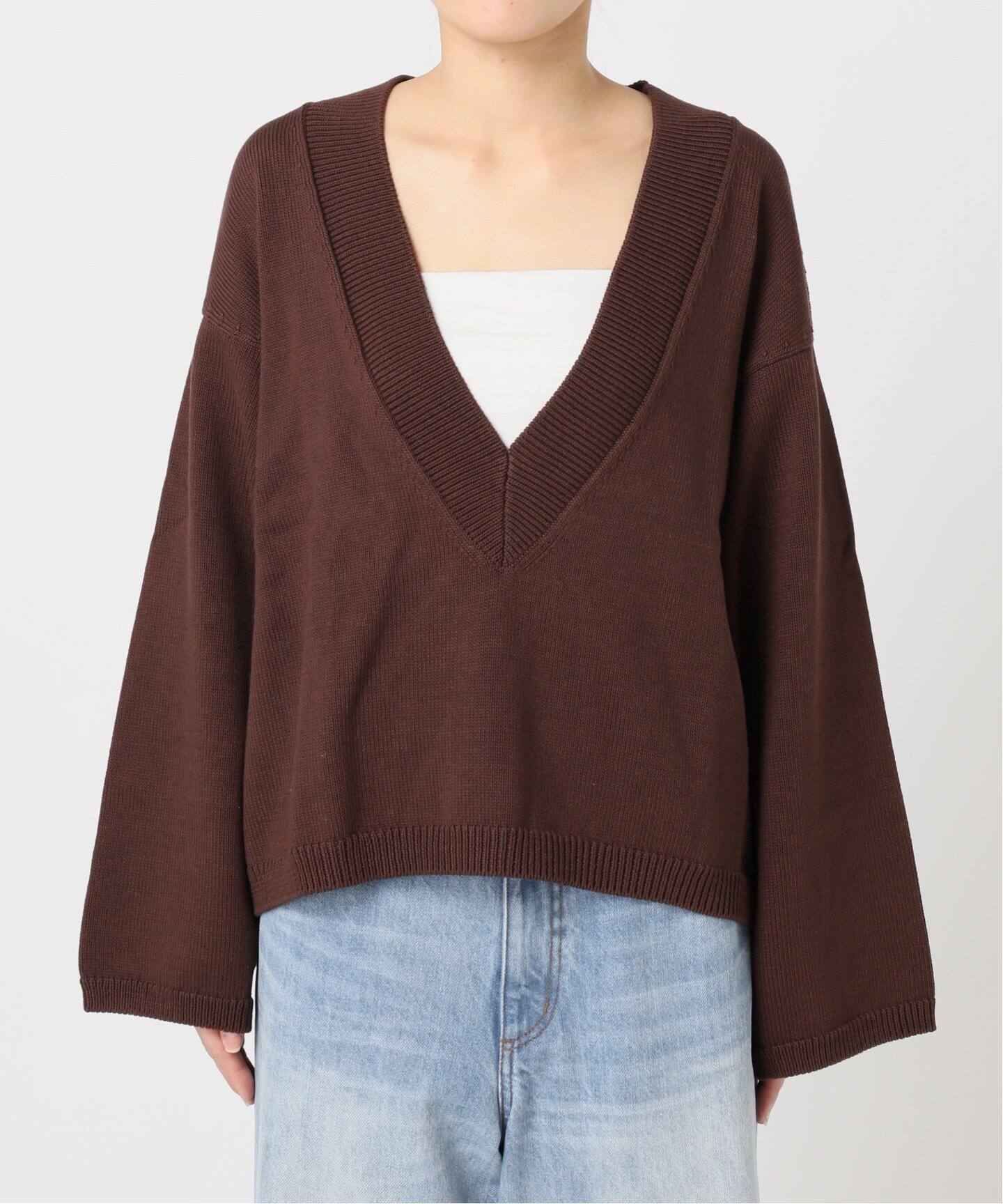 plage ファインウールvネックセーター Plage ファインウール Vネックプルオーバー