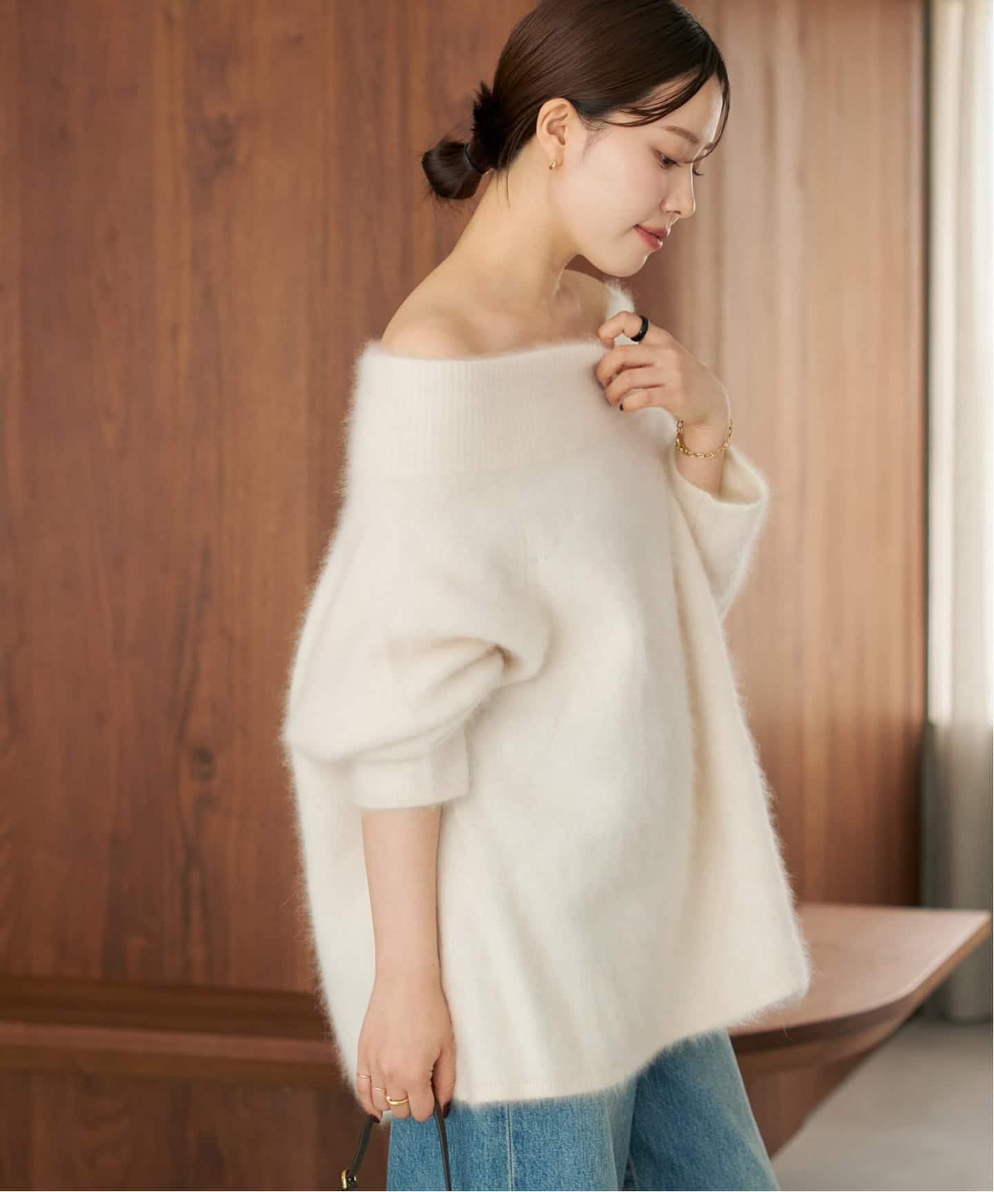 plage◇プラージュfur ボートネックニット 予約》Fur Off Neck ニット（ニット／セーター）｜Plage
