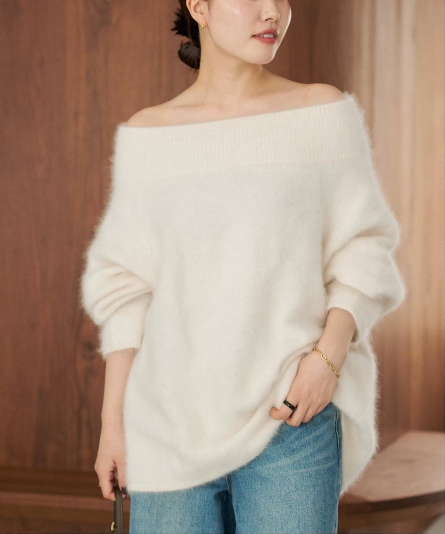 plage◇プラージュfur ボートネックニット plage（プラージュ）の「Furアゼボートネックプルオーバー