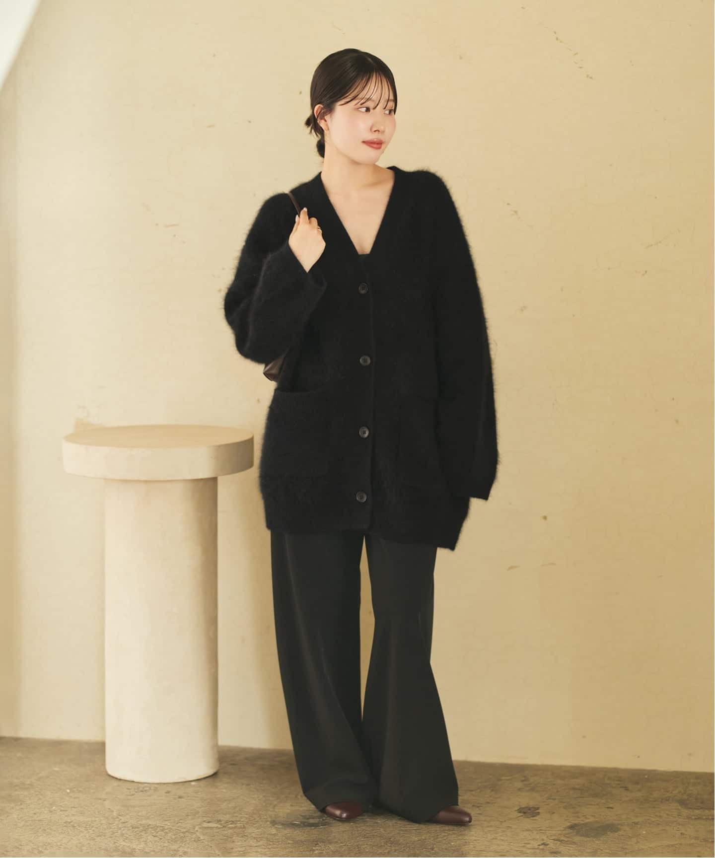 plage プラージュ　Fur V カーディガン　ブラック Fur Midi カーディガン（カーディガン）｜Plage（プラージュ）の通販