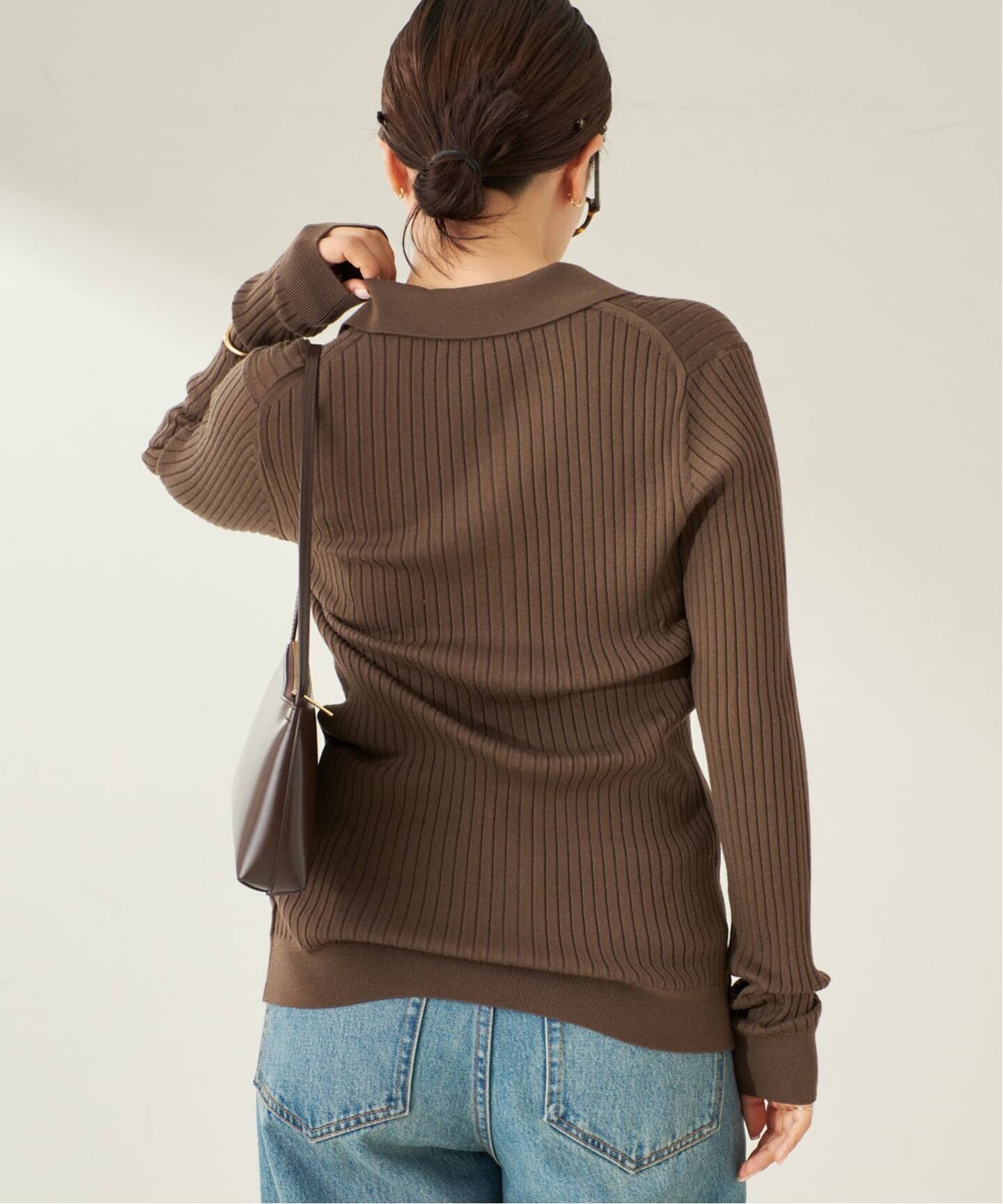 予約》Collar Wide Rib カーディガン（カーディガン）｜Plage