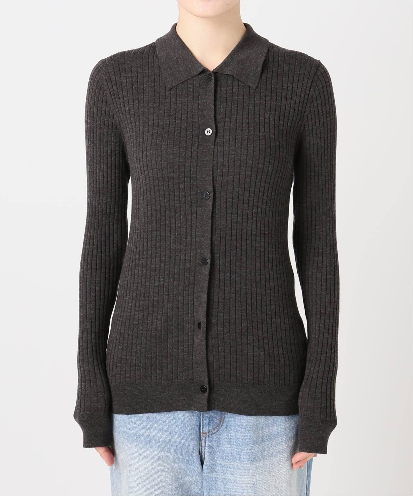 予約》Collar Wide Rib カーディガン（カーディガン）｜Plage