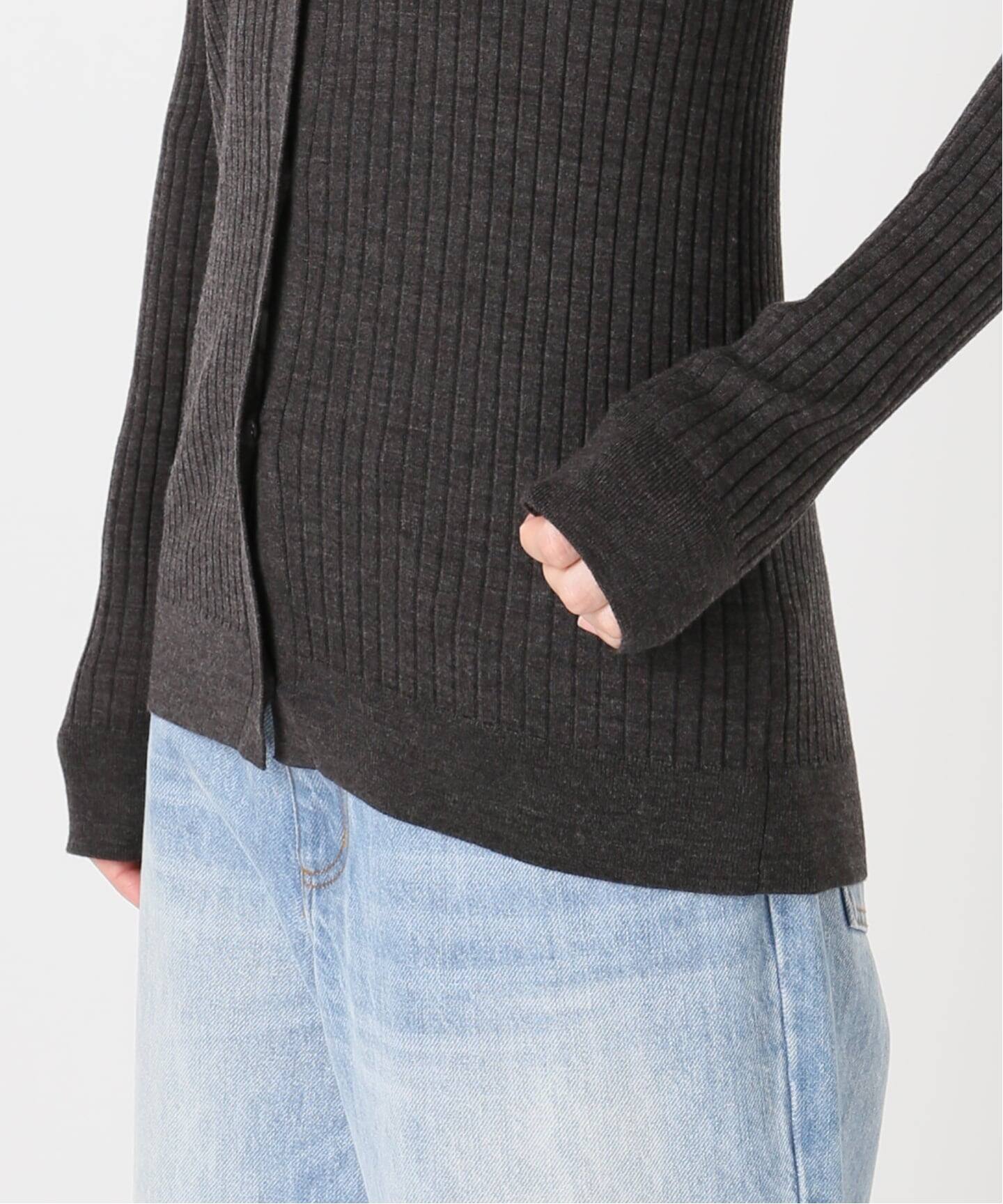 Plage O rib カーディガン ブラック 予約》RIB BUTTON カーディガン（カーディガン）｜Plage