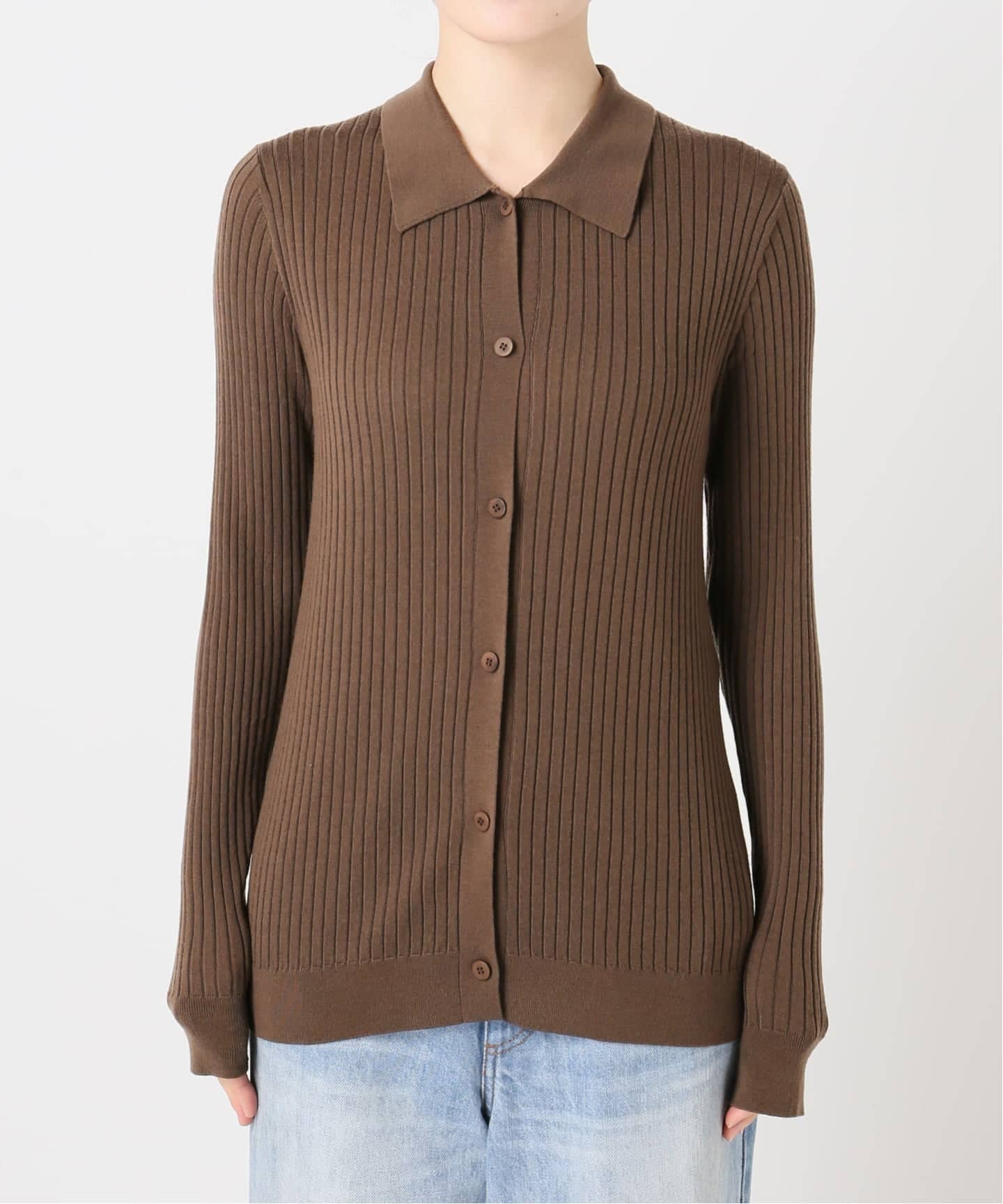 Collar Wide Rib カーディガン（カーディガン）｜Plage