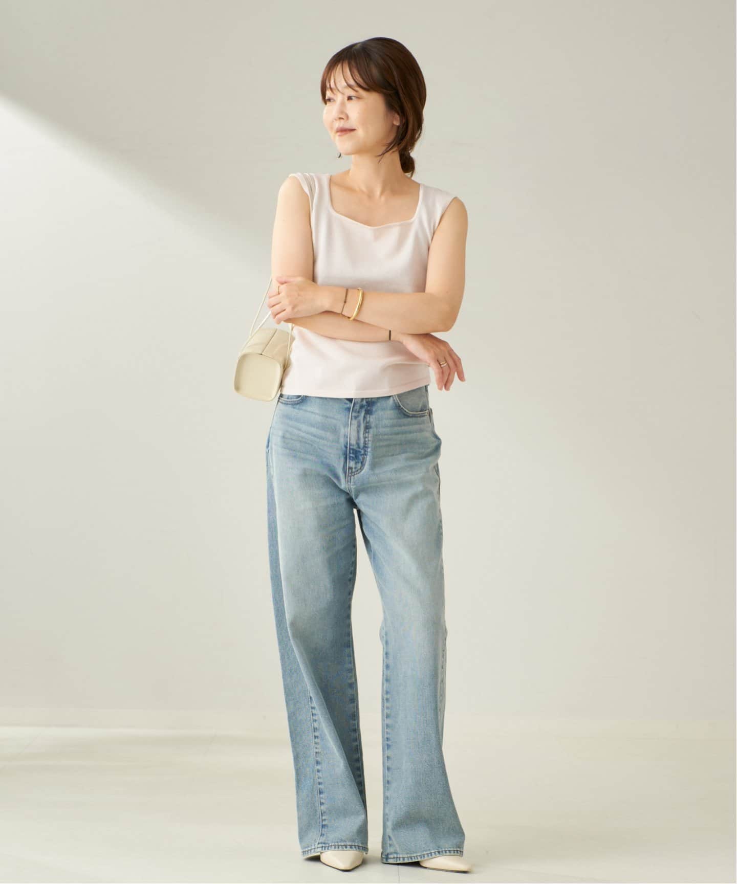 新品　Plage Sleeveless Nuance Knit ベージュ Tシャツの様な着心地で《きれいめ感》をキープ！「Sleeveless