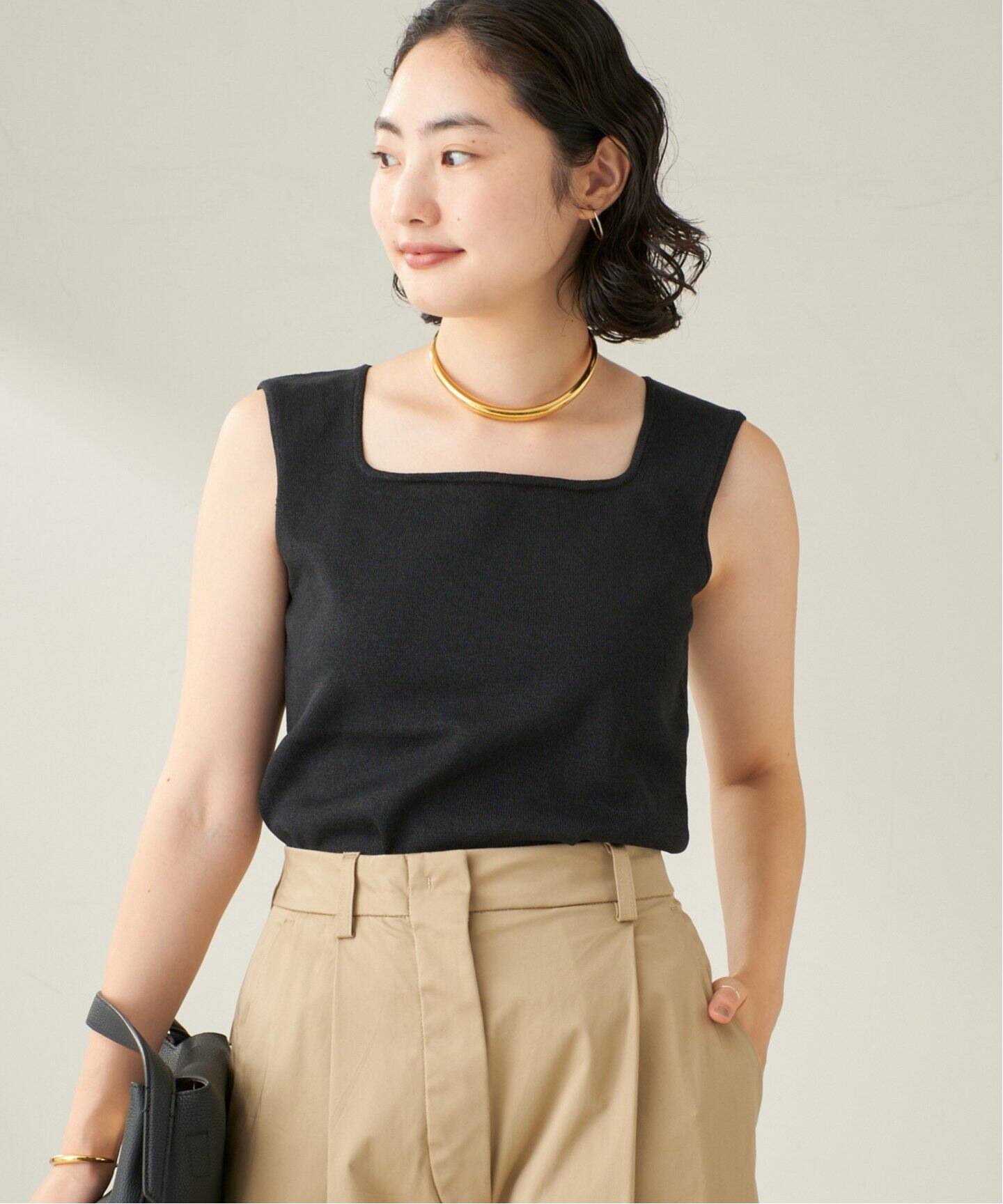 プラージュ Plage Paper Mix Sleeveless ニット （ナチュラル