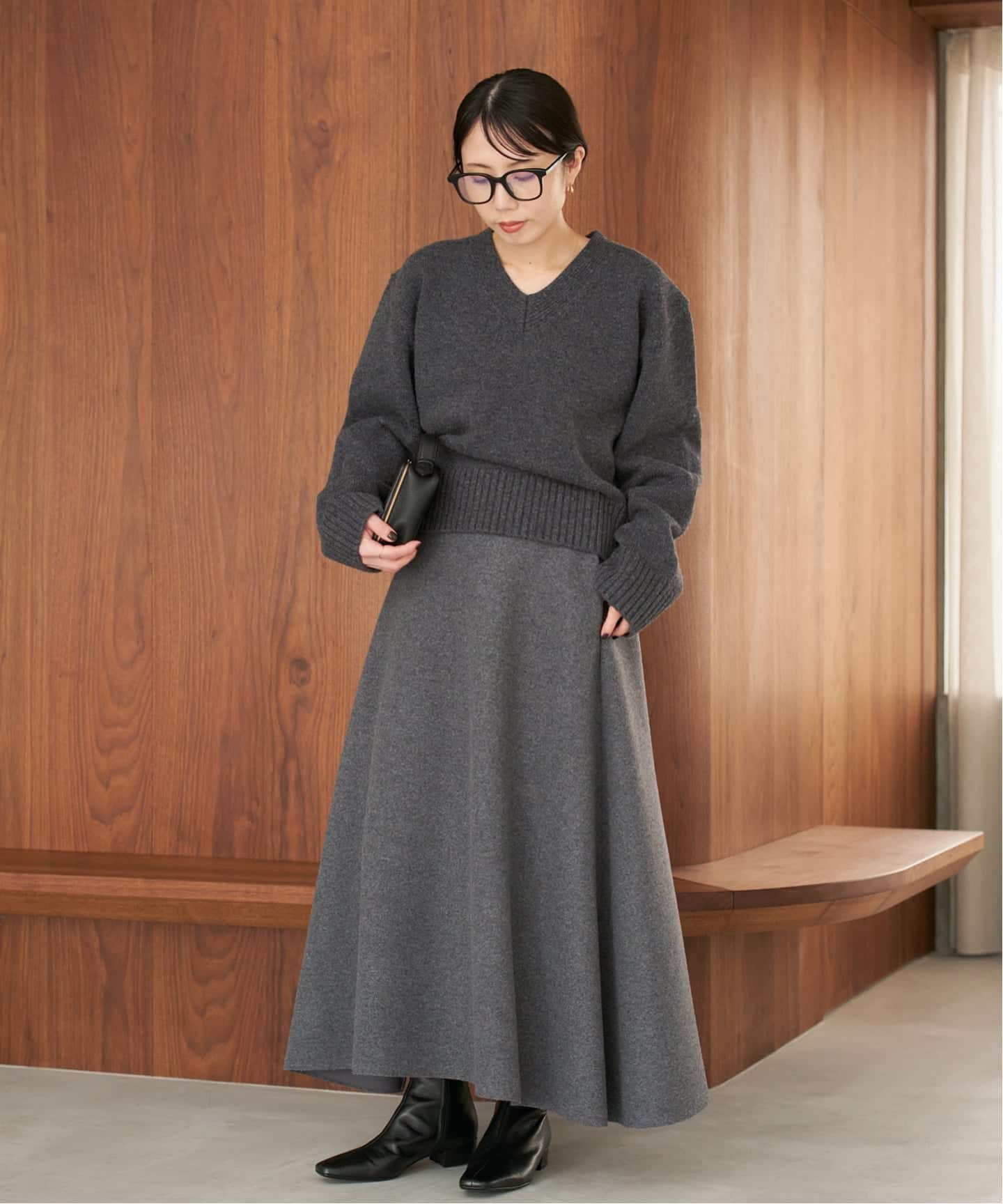Plage - プラージュ 22AW superior Vネックニット セーター 長袖 グレー 予約》V minimum ニット（ニット／セーター）｜Plage