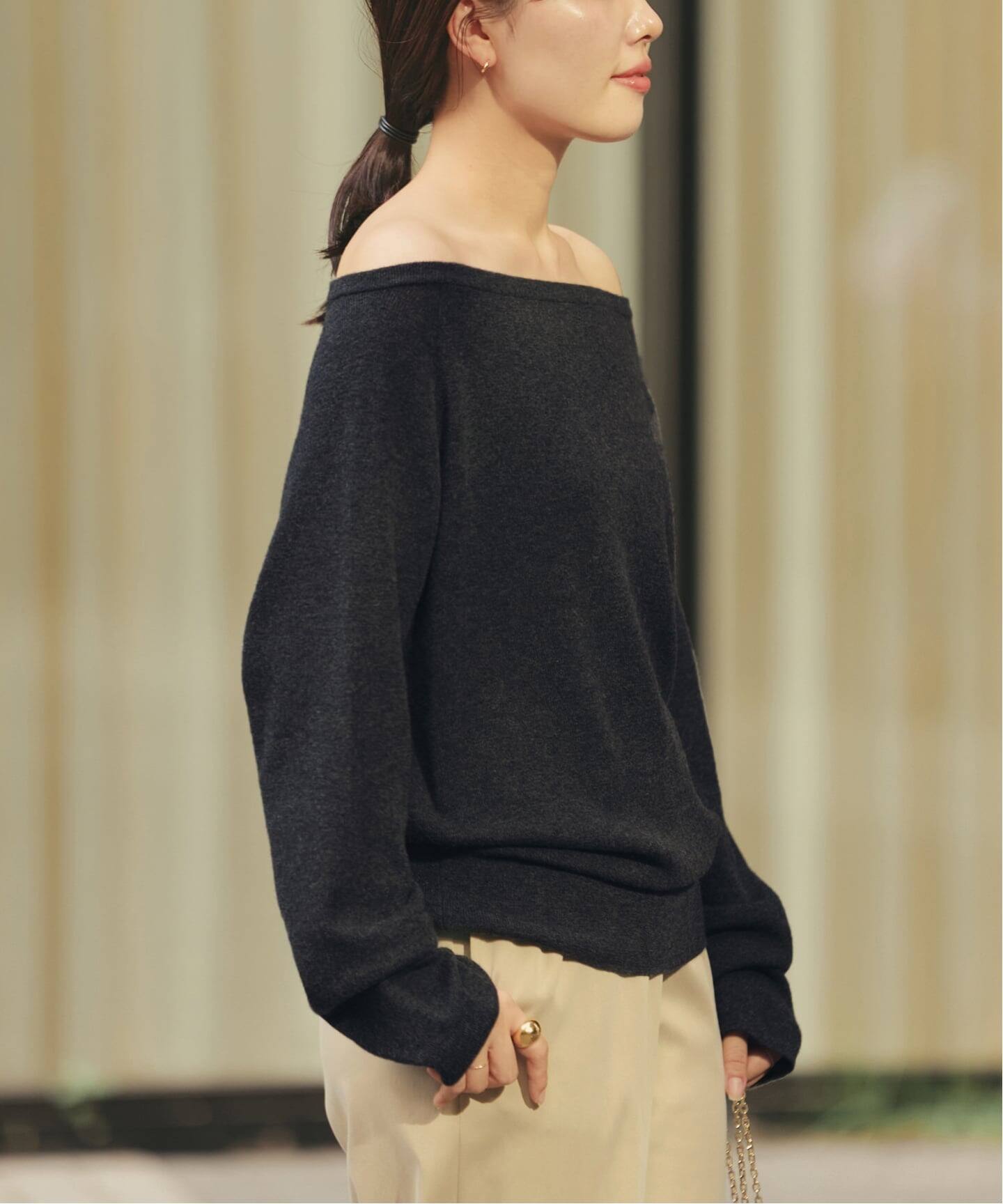 予約》Off shoulder slit ニット（ニット／セーター）｜Plage