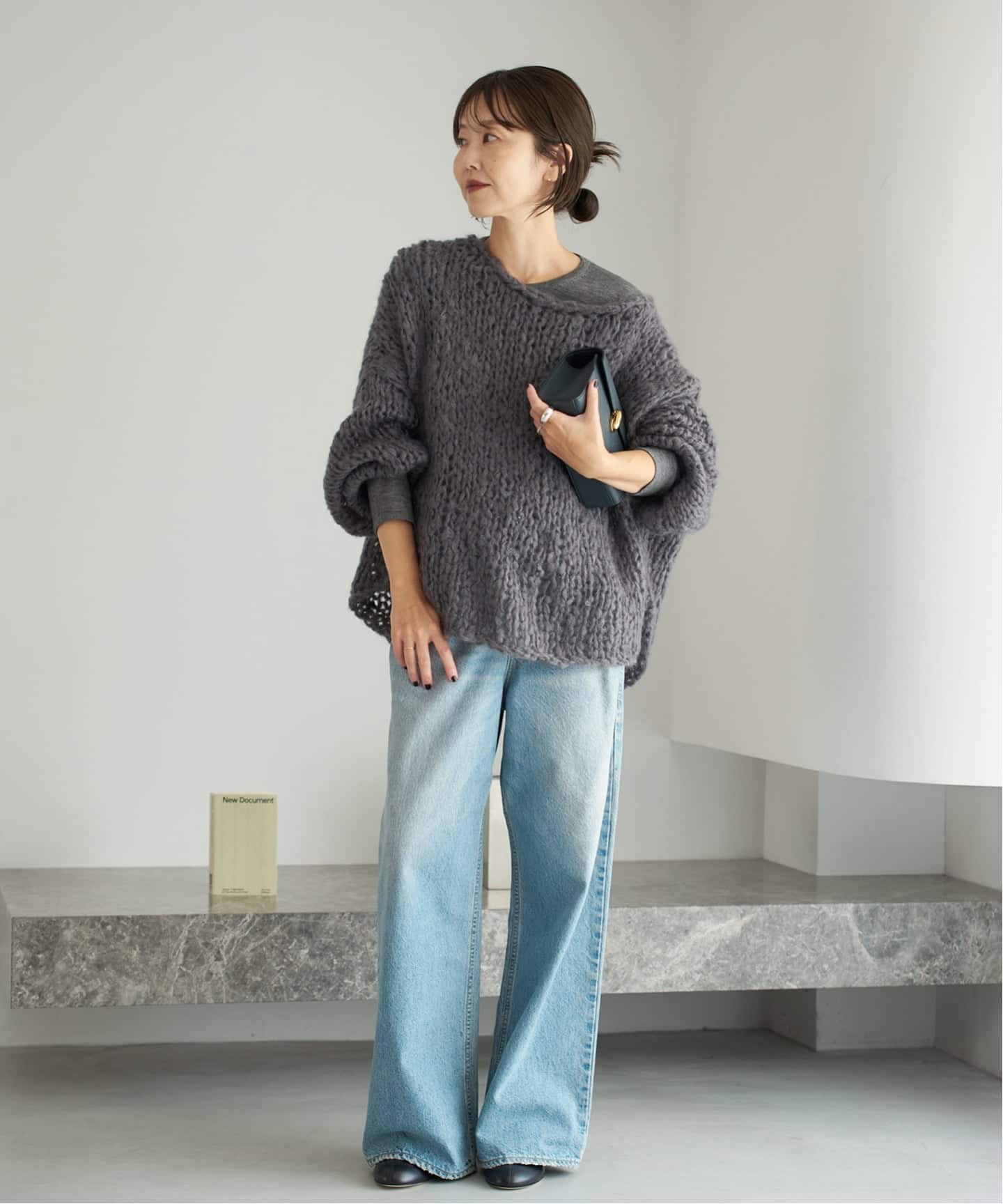 美品 Plage HAND KNIT ジャンボタム グレーA ニット plage ニット セーター 「追加」HAND KNIT ジャンボタム プル