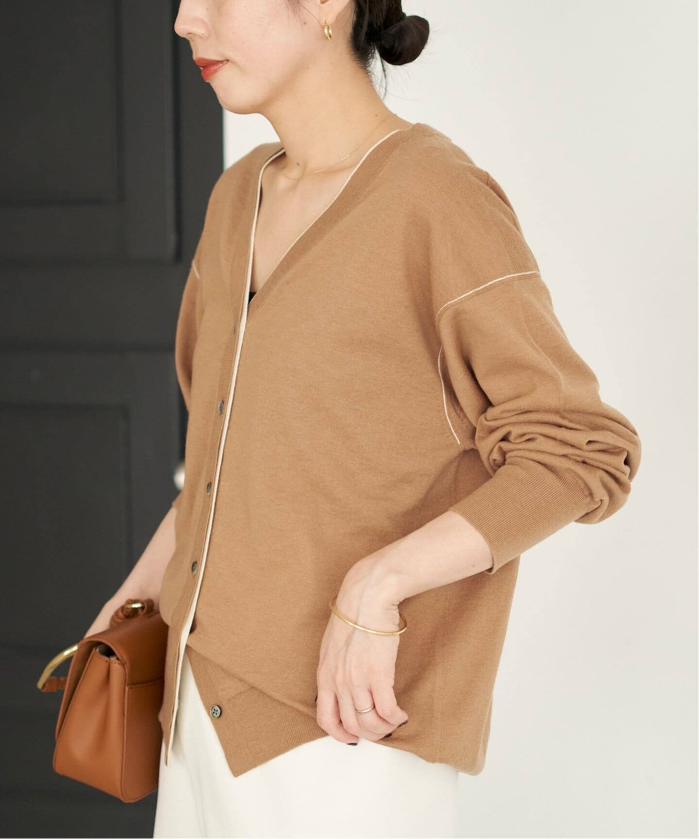 プラージュ ニットカーディガン ニット T アンサンブル Vネック F ベージュ plage（プラージュ）の「CRAFT curvy カーディガン（ニット/セーター