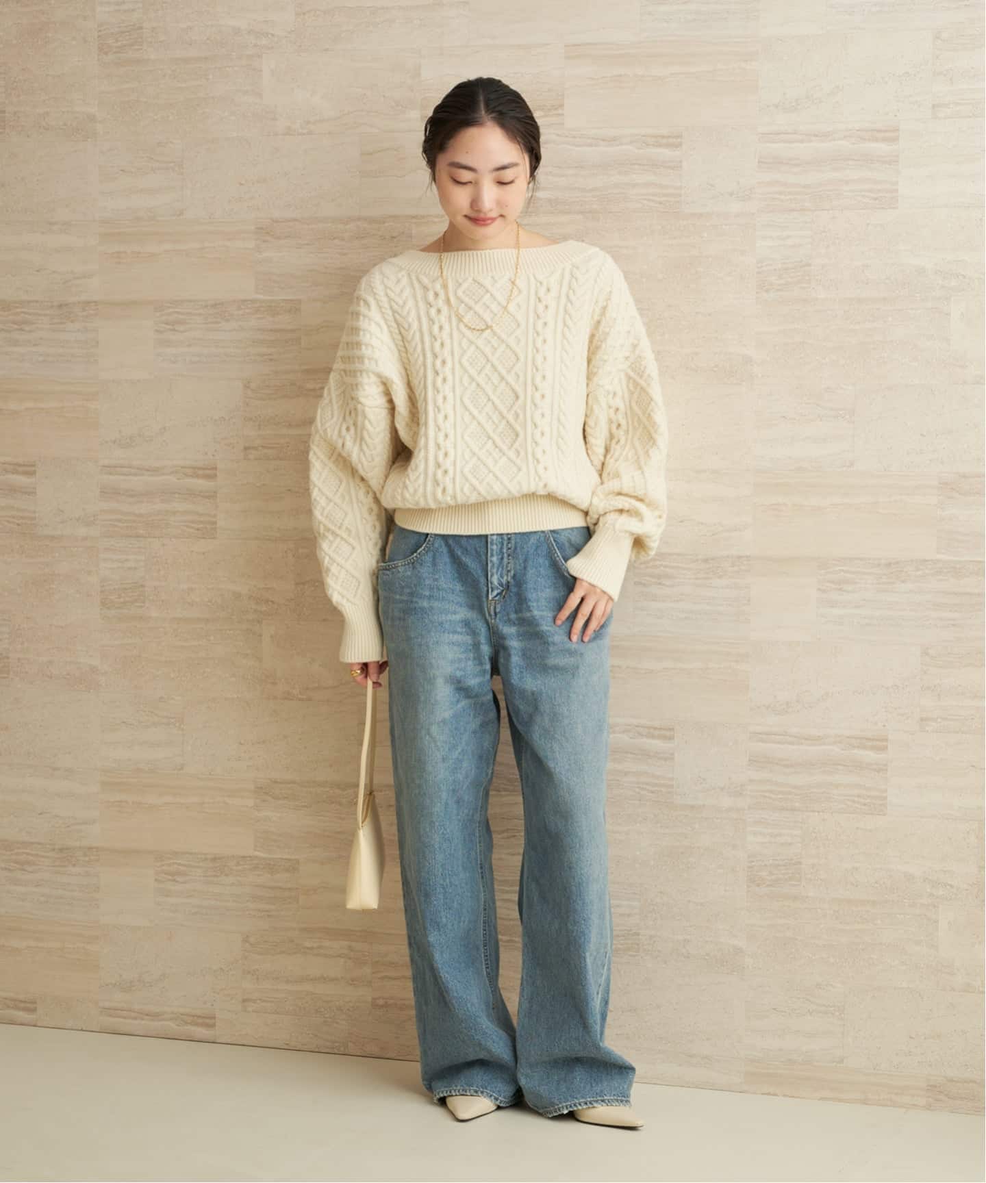 2WAY レースアップ アランプルオーバー（ニット／セーター）｜Plage