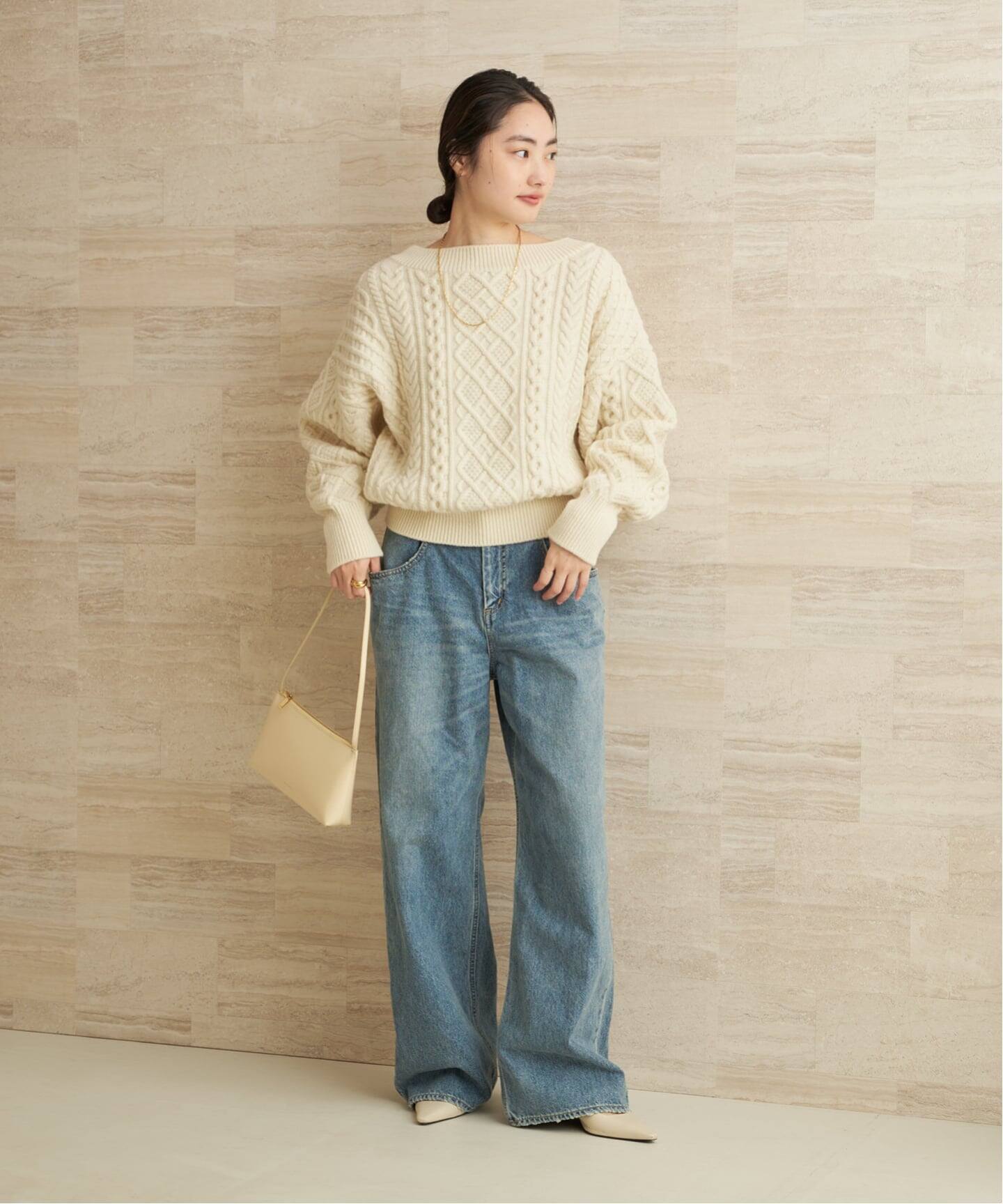 2WAY レースアップ アランプルオーバー（ニット／セーター）｜Plage