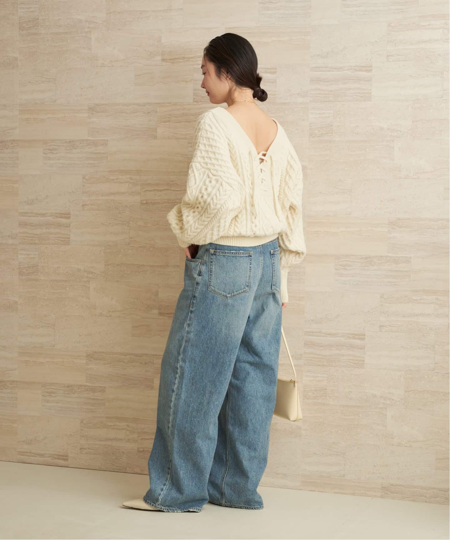 2WAY レースアップ アランプルオーバー（ニット／セーター）｜Plage