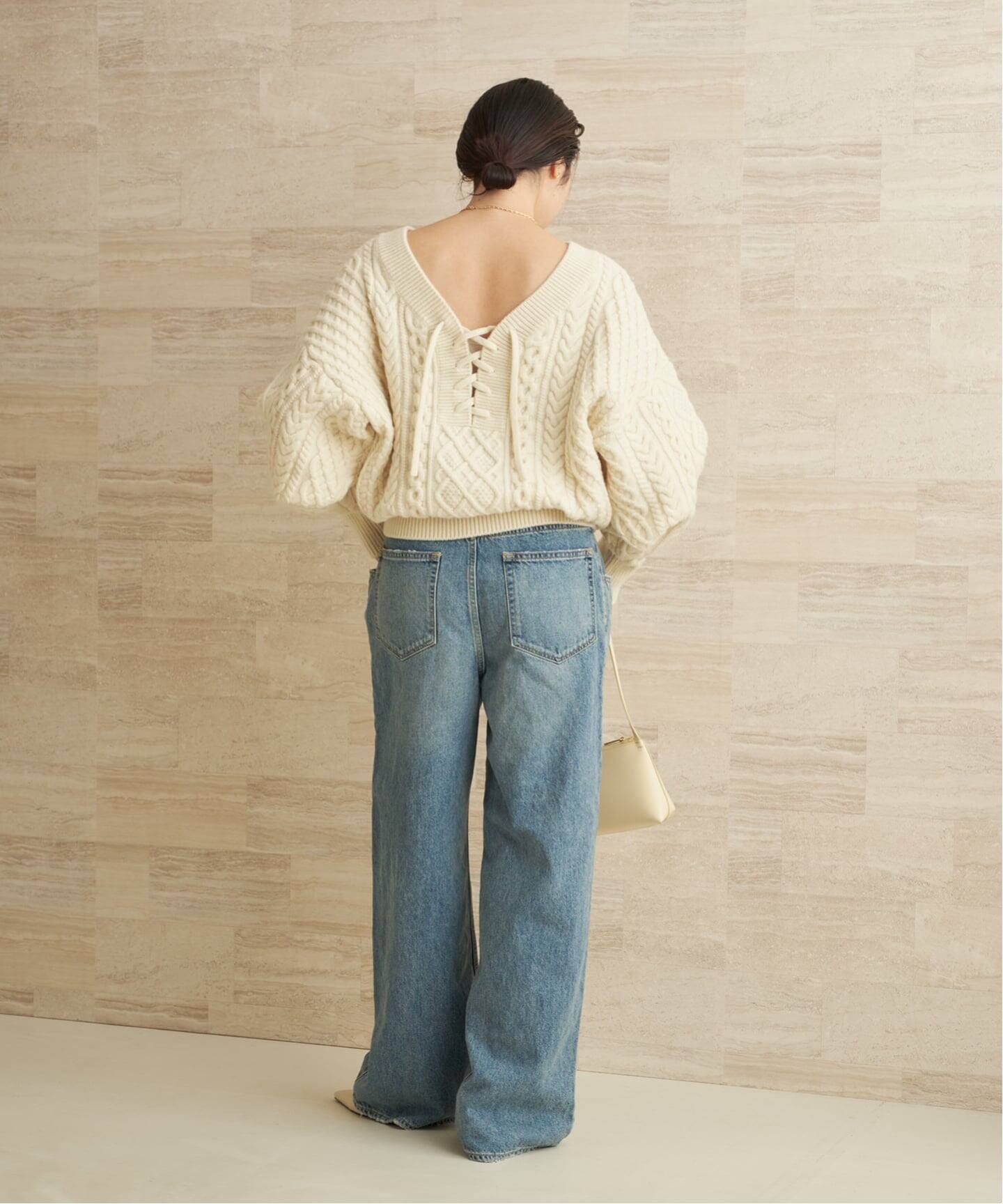 2WAY レースアップ アランプルオーバー（ニット／セーター）｜Plage