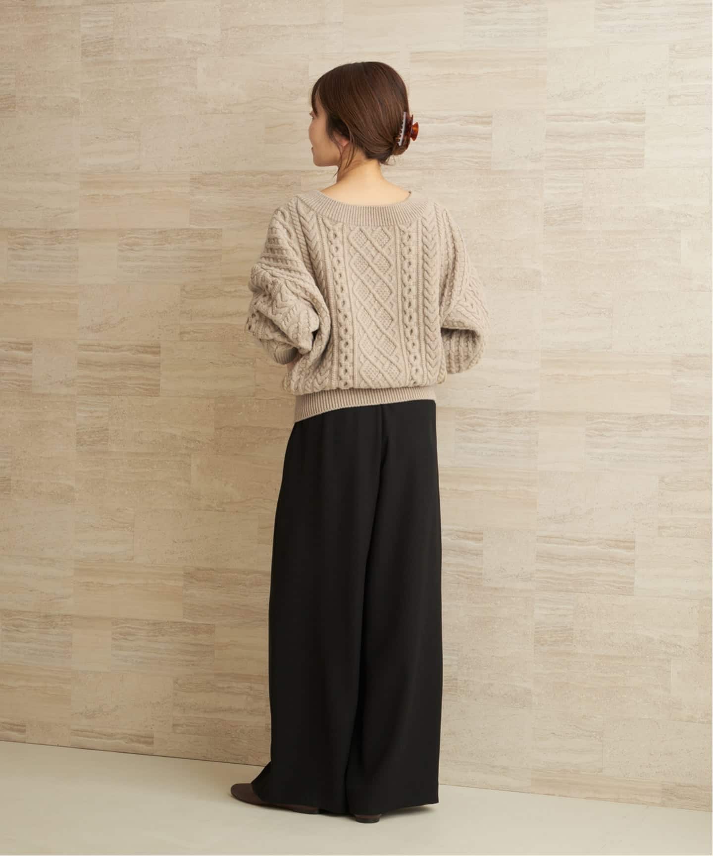 2WAY レースアップ アランプルオーバー（ニット／セーター）｜Plage