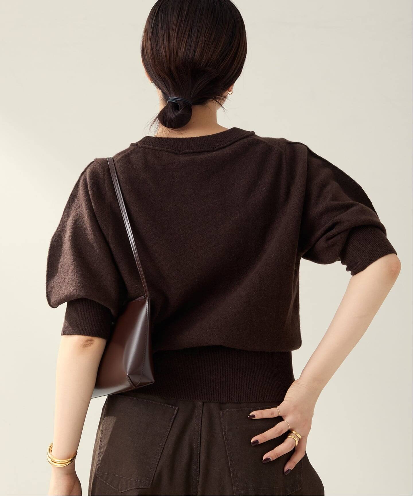 新品未使用タグ付き Plage R'IAM ハーフスリーブパフニット ブラウン R'IAM ハーフスリーブパフニット（ニット／セーター）｜Plage