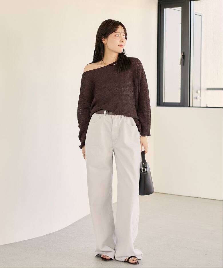 linen mix loose プルオーバー（ニット／セーター）｜Plage  