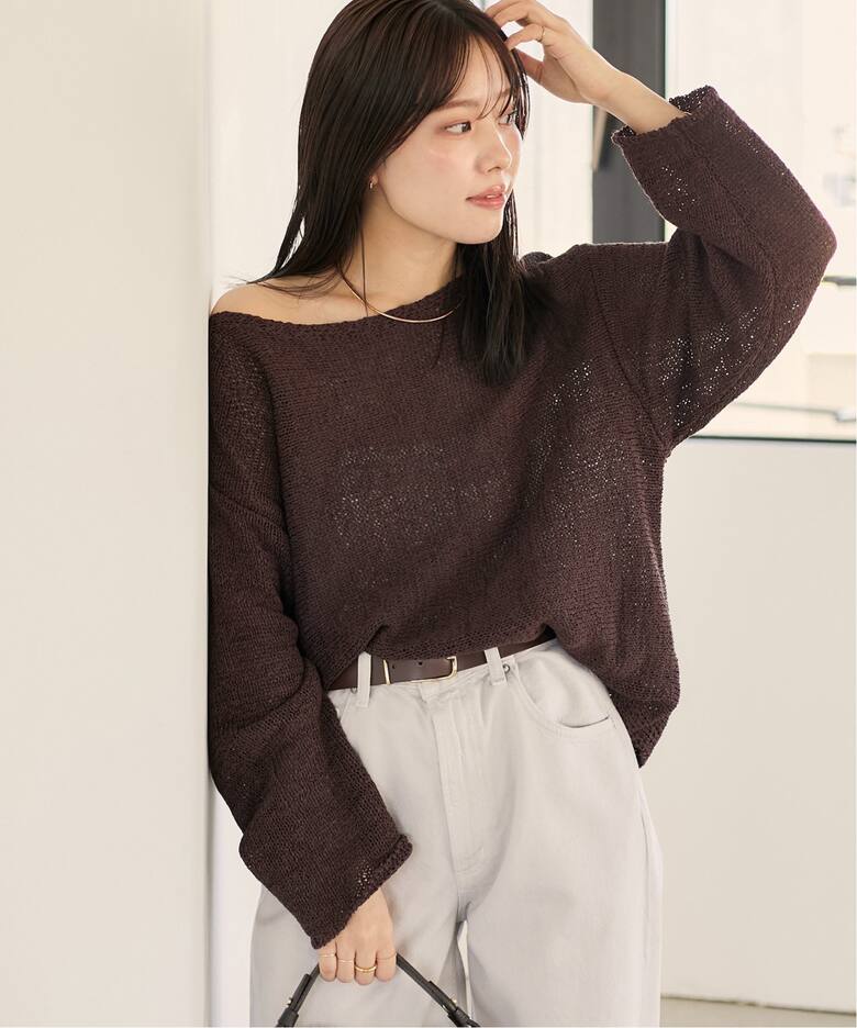 linen mix loose プルオーバー（ニット／セーター）｜Plage  