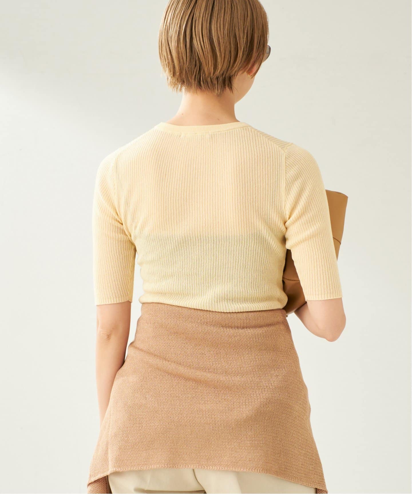 美品 Plage シアーリブ ポロ ベージュ プラージュ whisper rib sheer プルオーバー（ニット／セーター）｜Plage