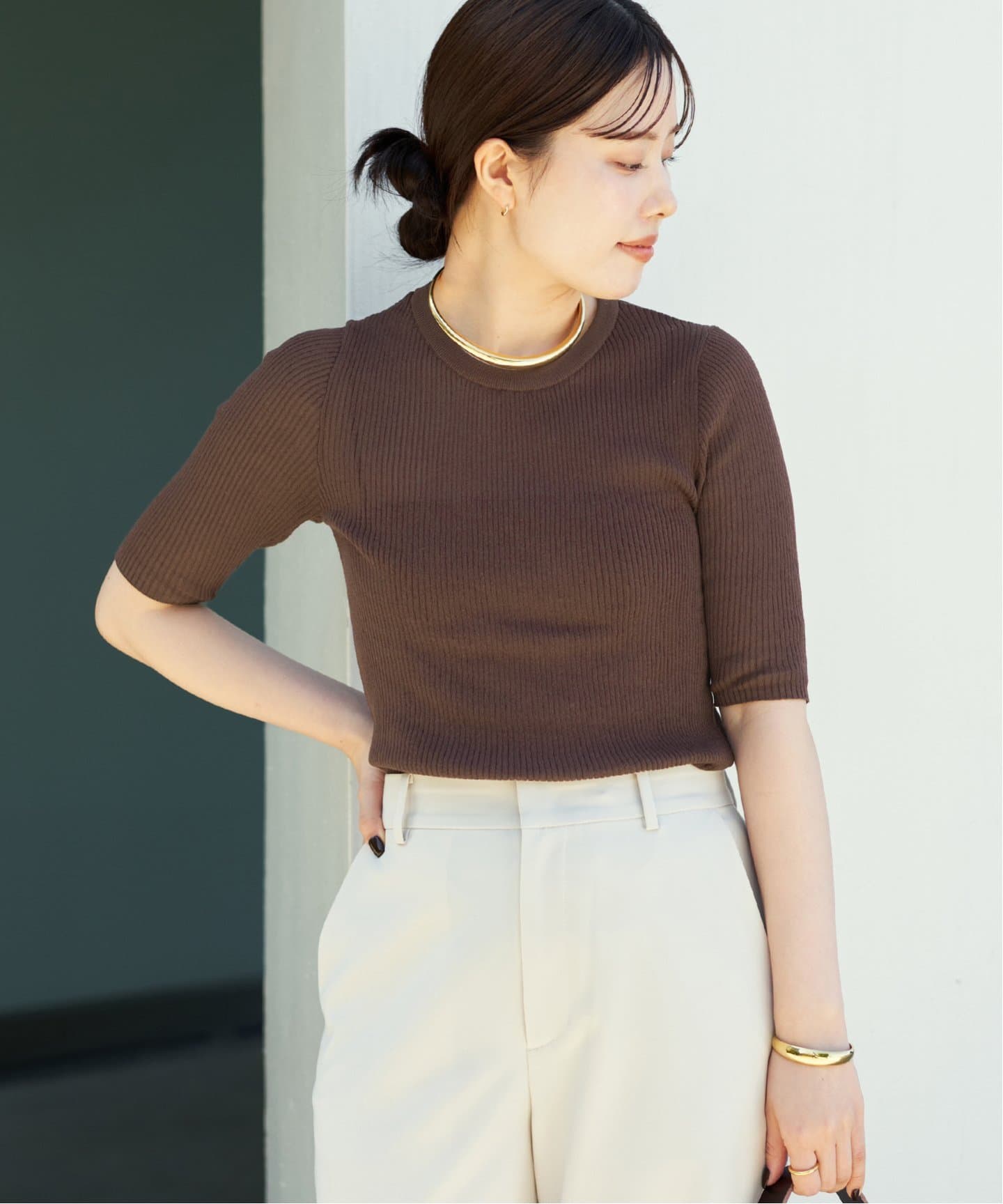 美品 Plage シアーリブ ポロ ベージュ プラージュ SHEER RIB ベスト（ベスト）｜Plage（プラージュ）の通販